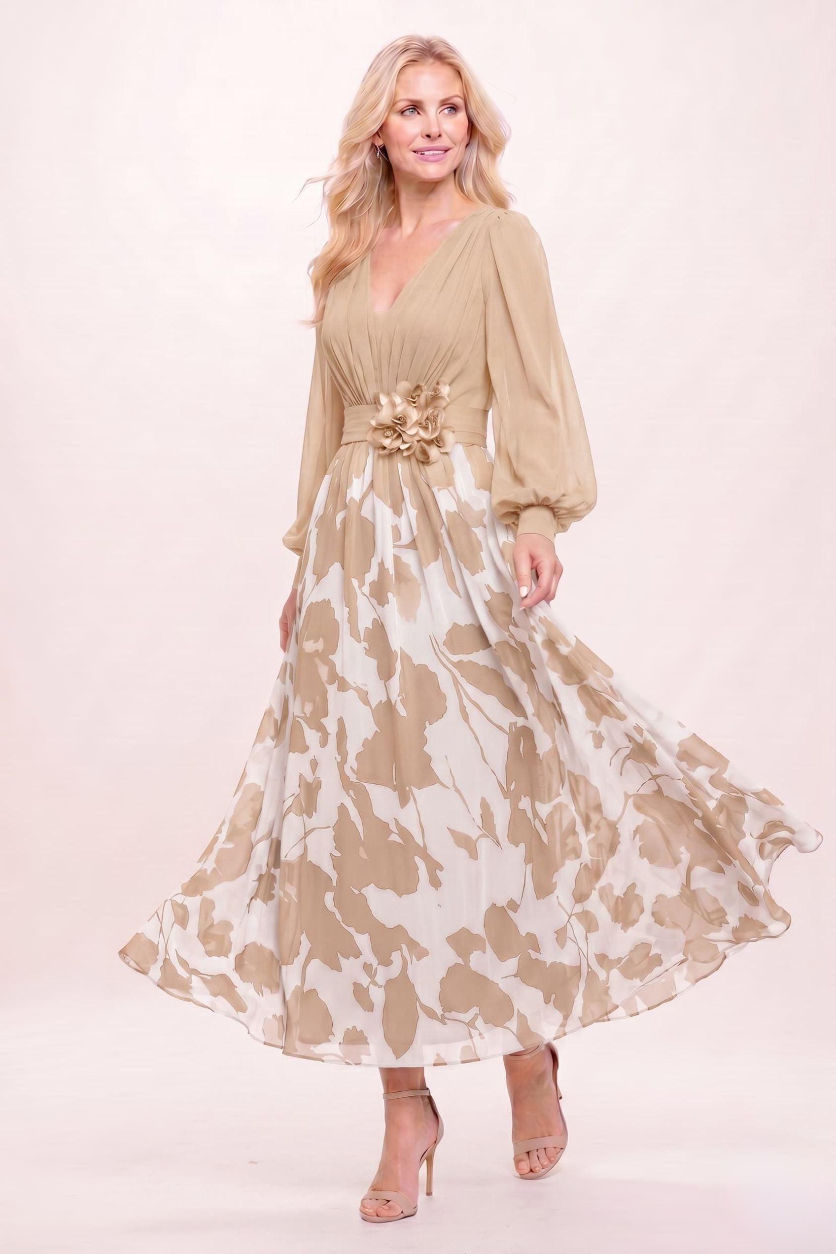 A-Line Ankle Length Printed Chiffon Mother of the Bride Dress CM0446