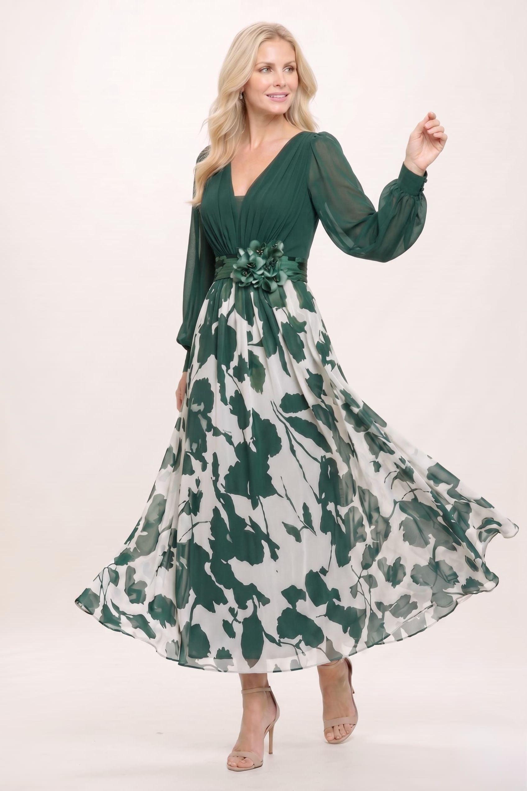 A-Line Ankle Length Printed Chiffon Mother of the Bride Dress CM0446