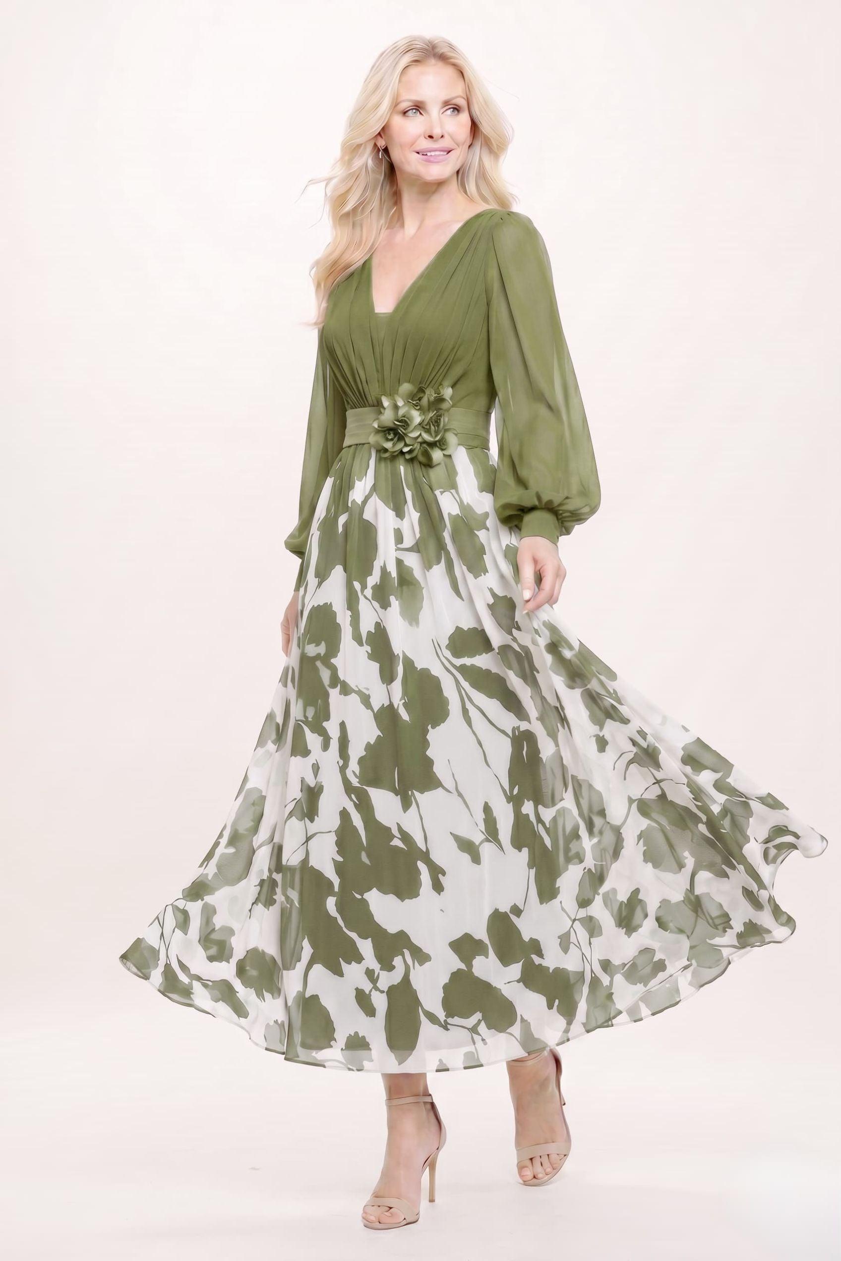 A-Line Ankle Length Printed Chiffon Mother of the Bride Dress CM0446