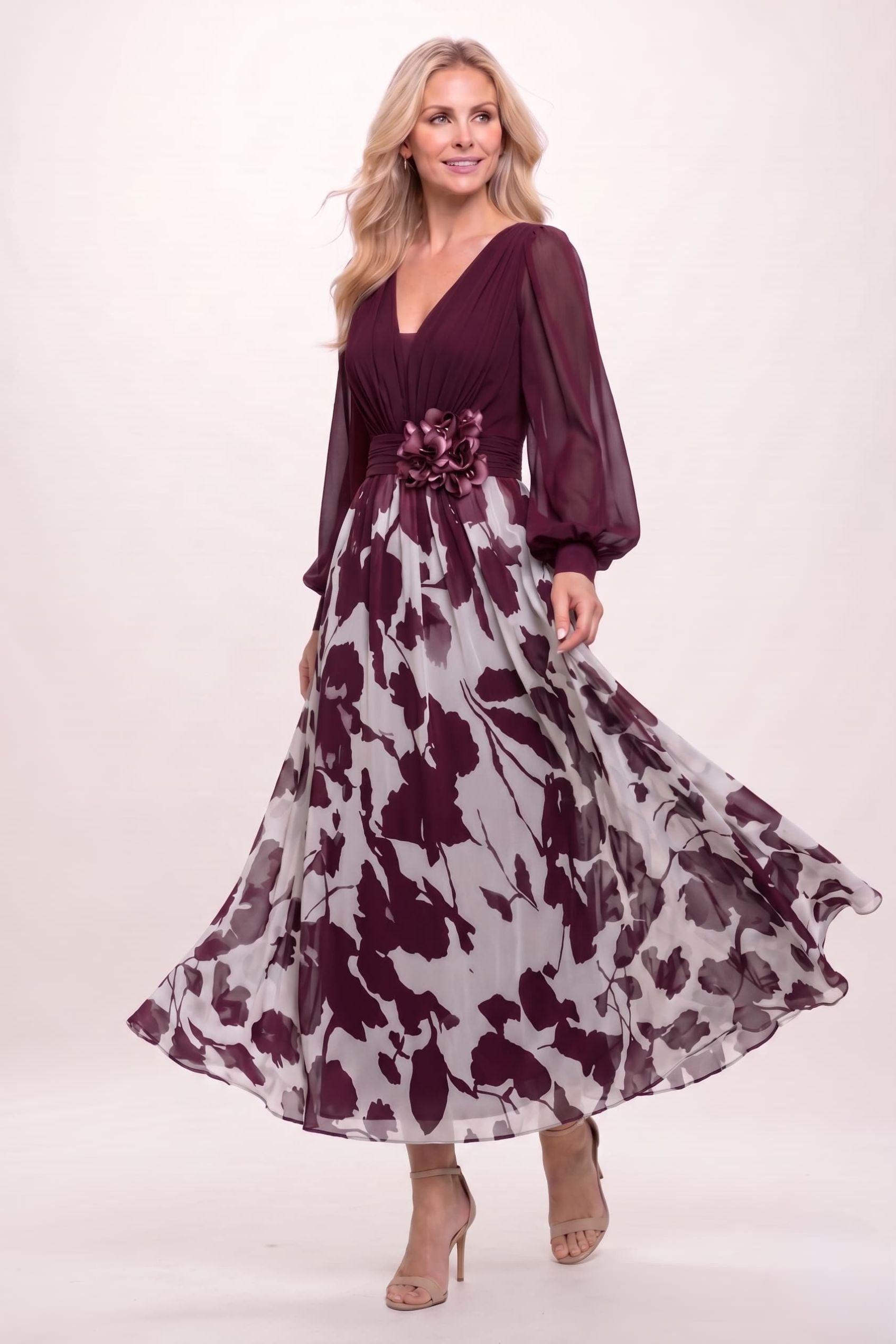 A-Line Ankle Length Printed Chiffon Mother of the Bride Dress CM0446