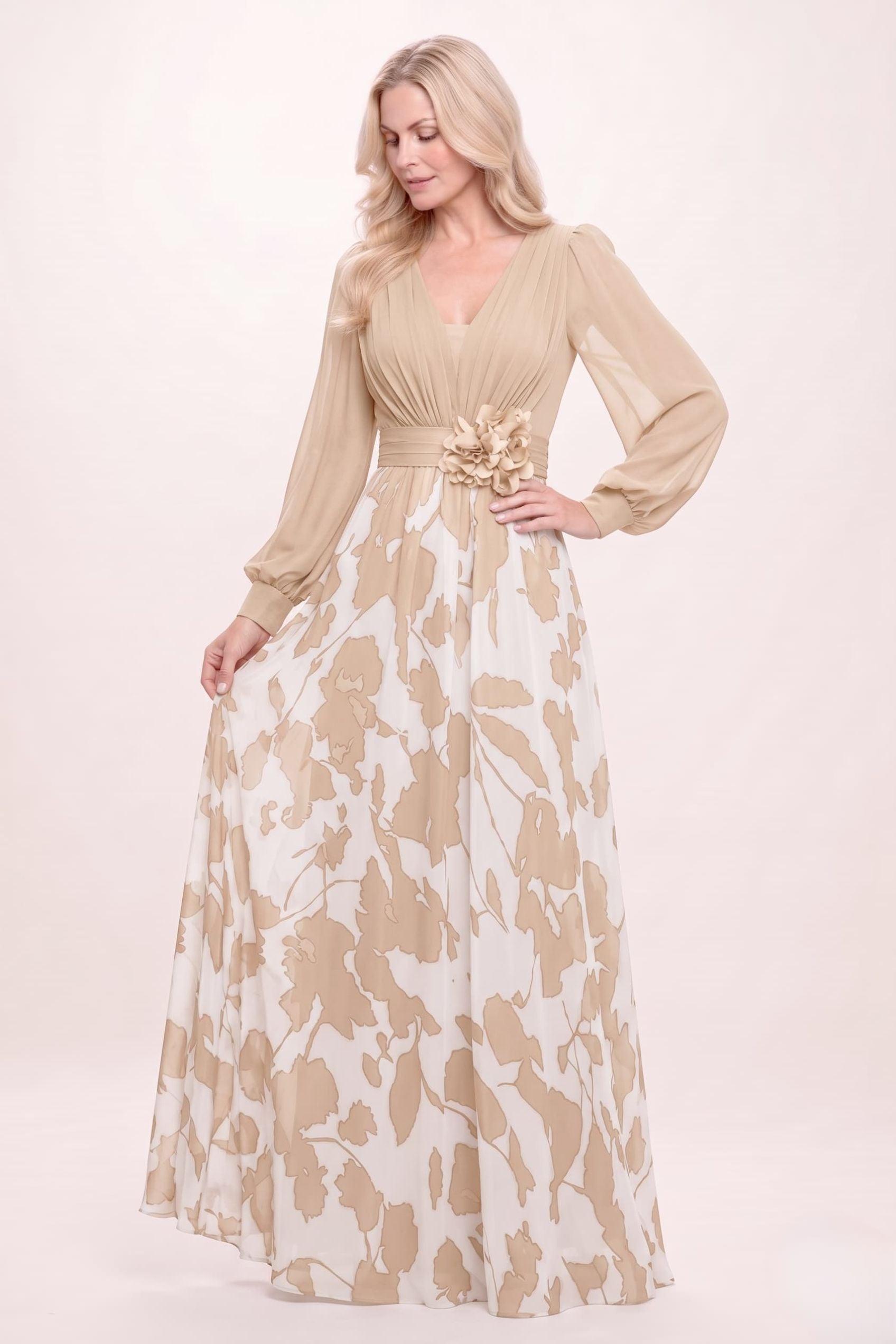 A-Line Maxi Printed Chiffon Mother of the Bride Dress CM0447