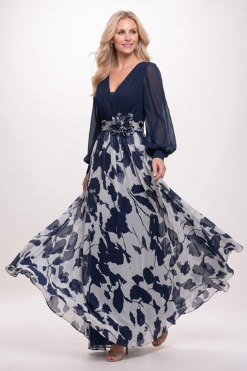 A-Line Maxi Printed Chiffon Mother of the Bride Dress CM0447