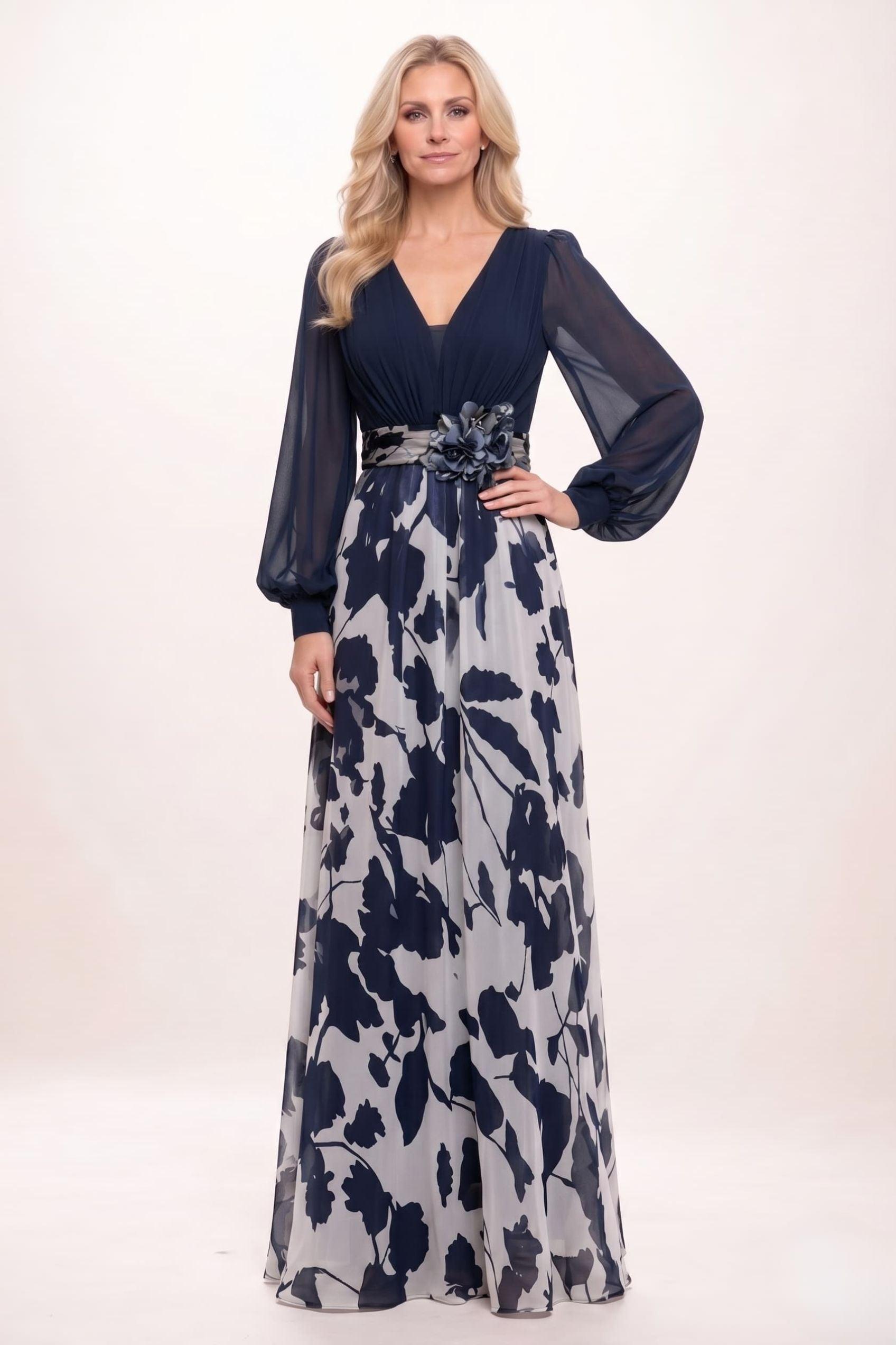 A-Line Maxi Printed Chiffon Mother of the Bride Dress CM0447