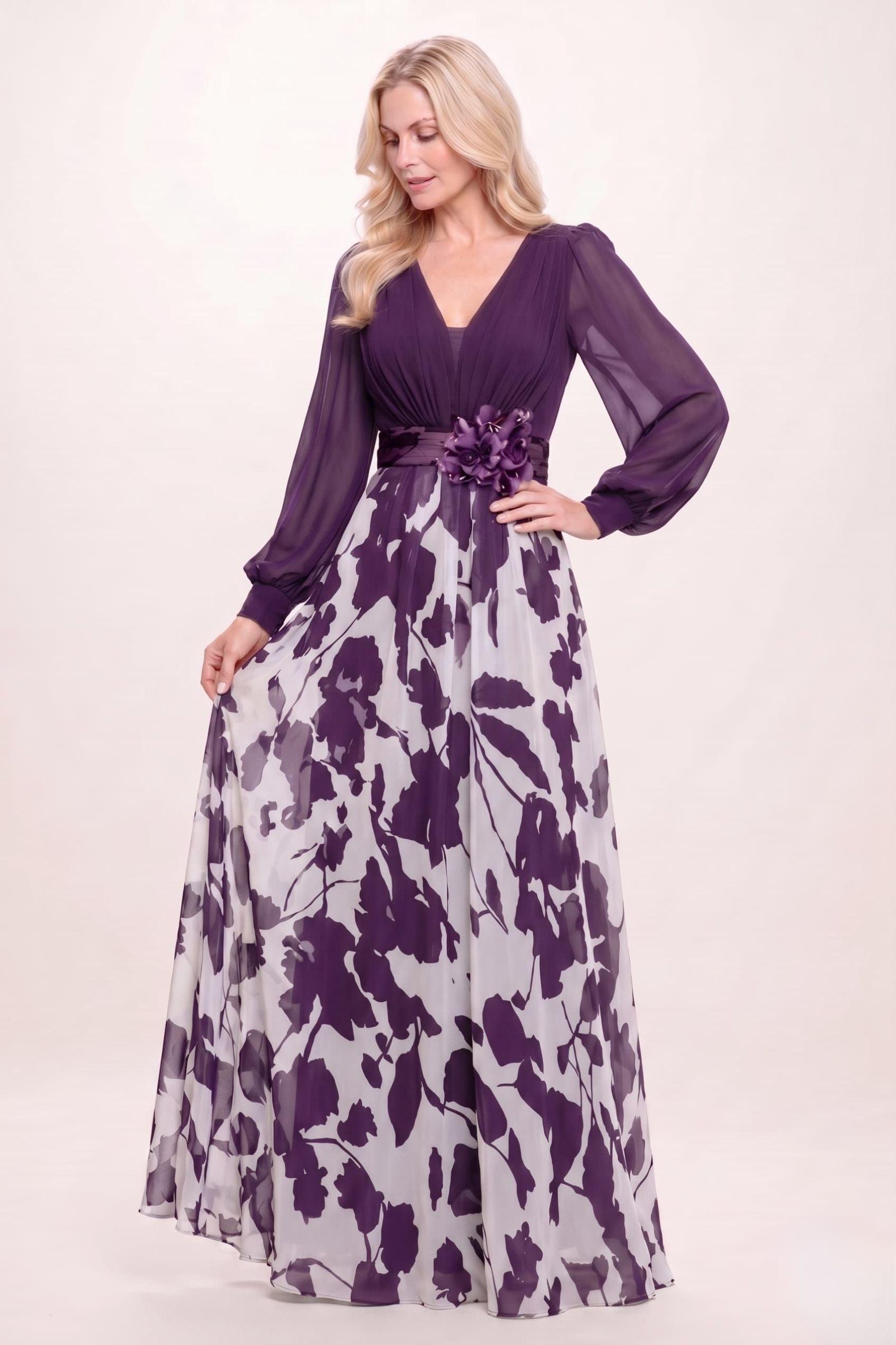 A-Line Maxi Printed Chiffon Mother of the Bride Dress CM0447