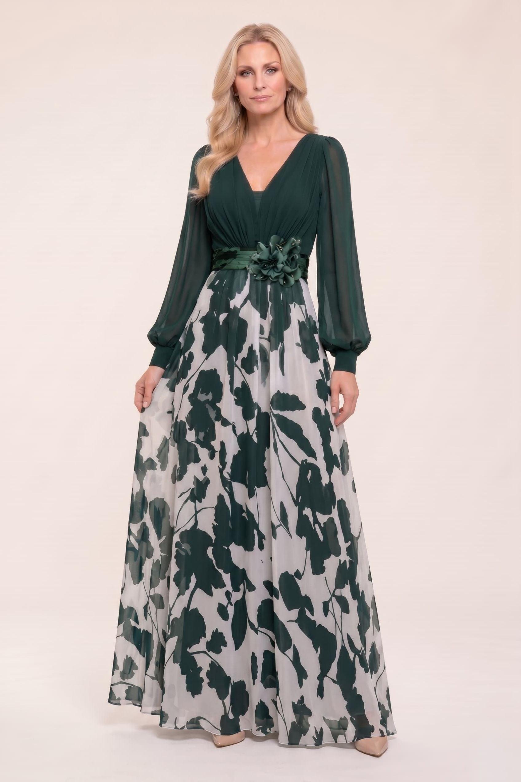 A-Line Maxi Printed Chiffon Mother of the Bride Dress CM0447