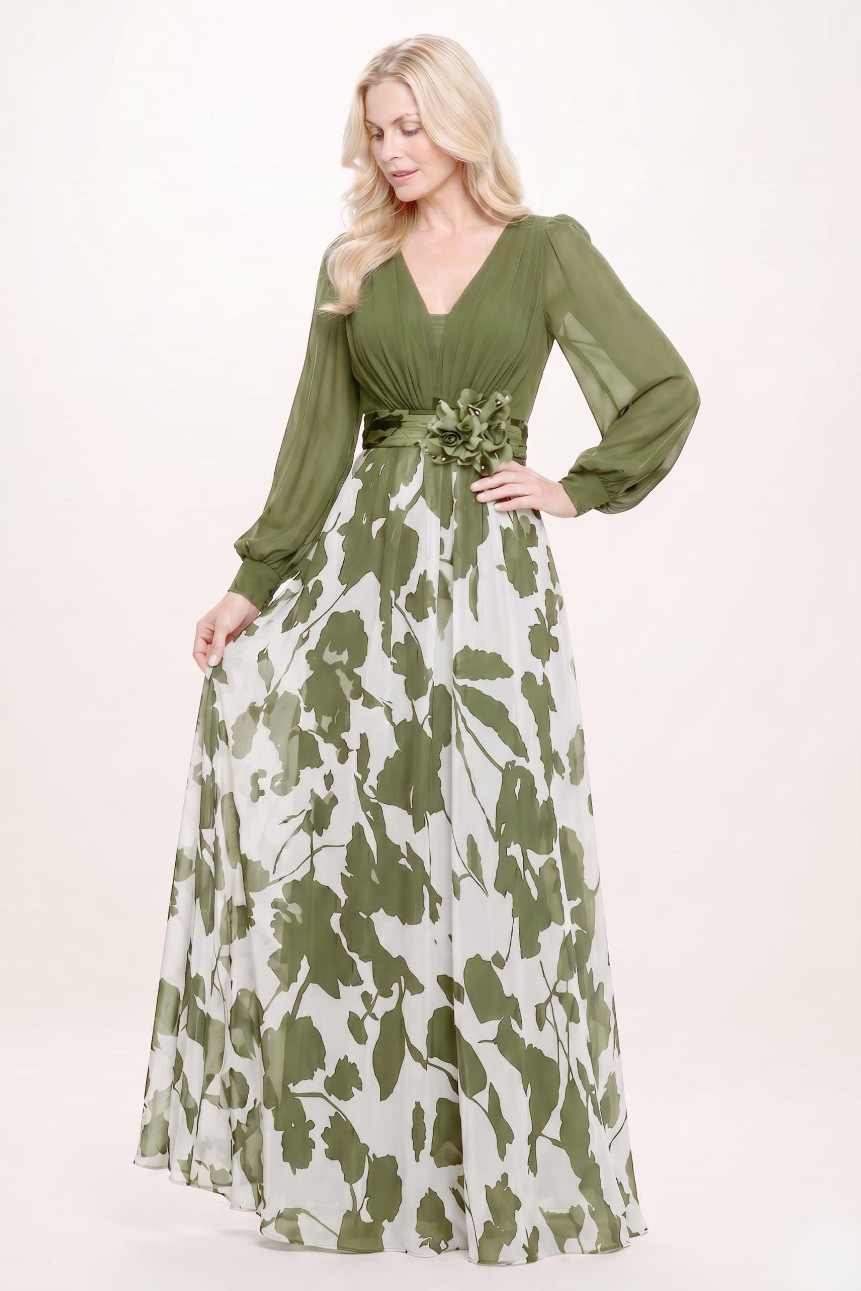 A-Line Maxi Printed Chiffon Mother of the Bride Dress CM0447