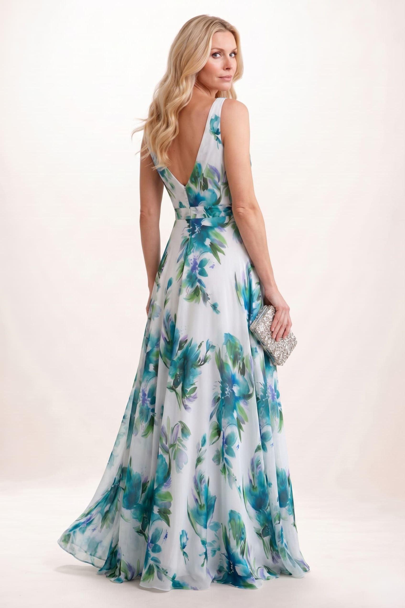 A-Line Maxi Printed Chiffon Mother of the Bride Dress CM0448