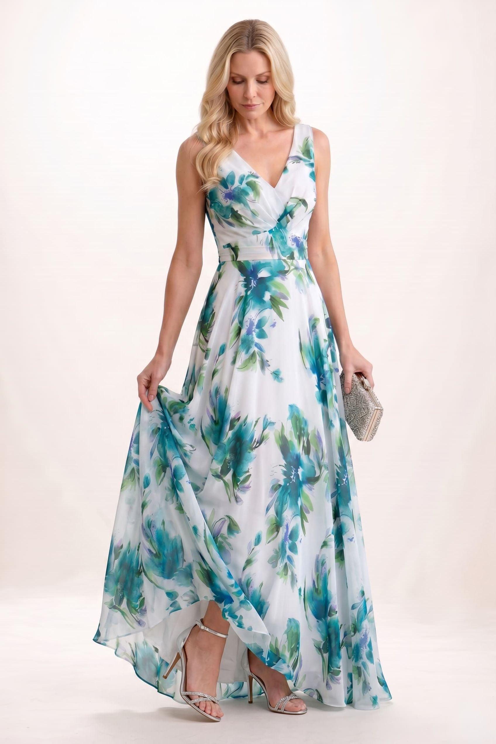 A-Line Maxi Printed Chiffon Mother of the Bride Dress CM0448