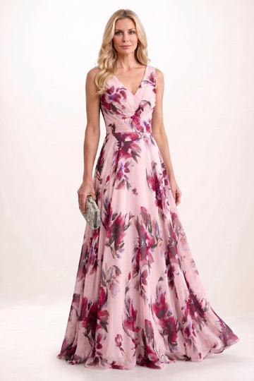 A-Line Maxi Printed Chiffon Mother of the Bride Dress CM0448