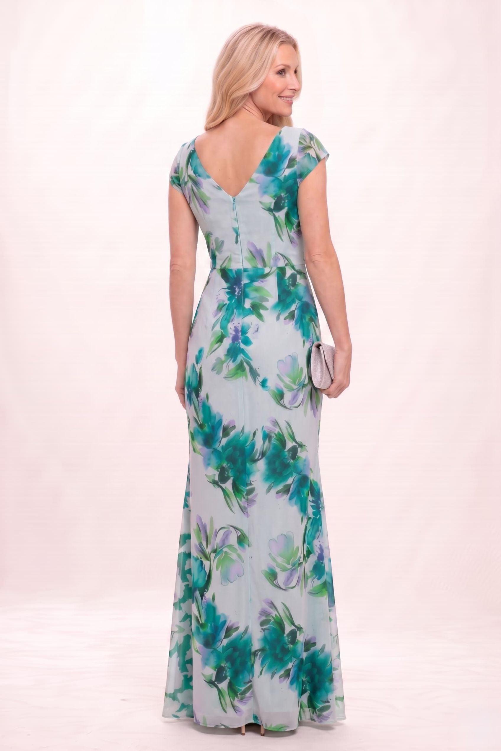 Sheath-Column Maxi Printed Chiffon Mother of the Bride Dress CM0449