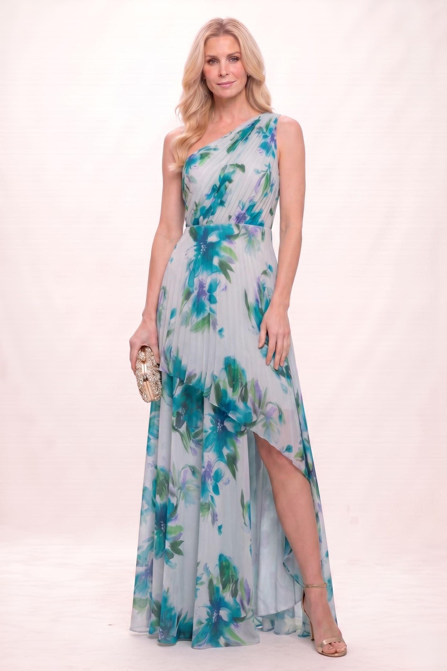 A-Line Maxi Printed Chiffon Mother of the Bride Dress CM0450