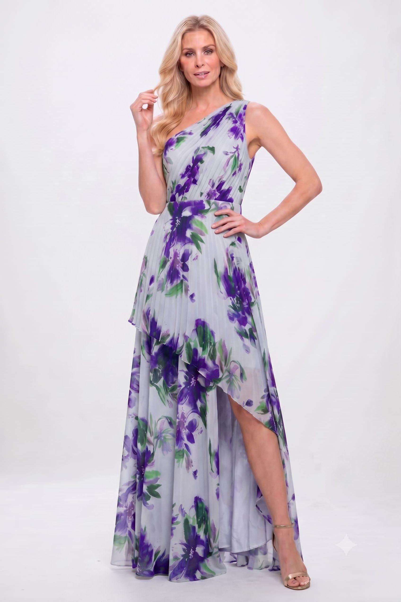 A-Line Maxi Printed Chiffon Mother of the Bride Dress CM0450