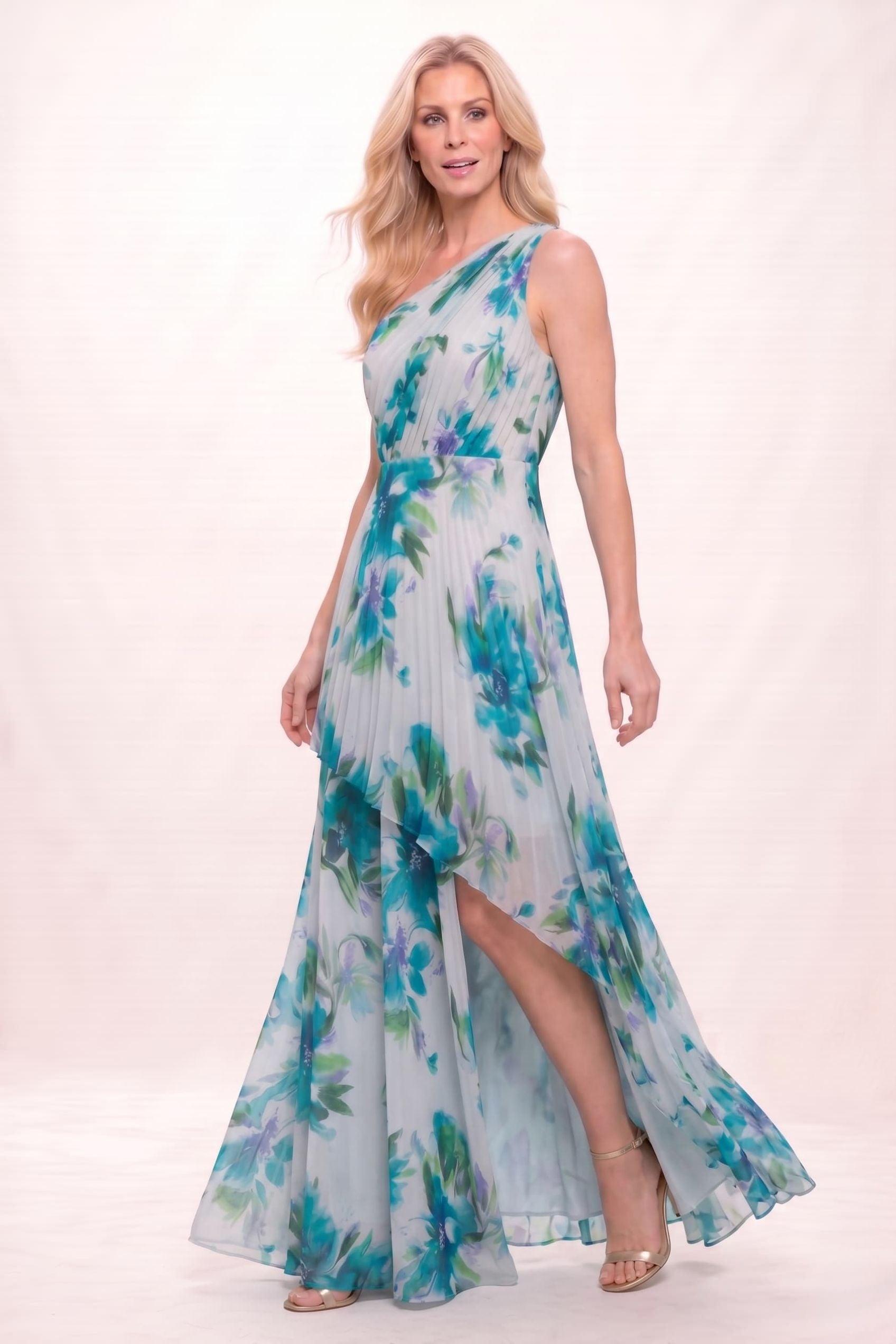 A-Line Maxi Printed Chiffon Mother of the Bride Dress CM0450