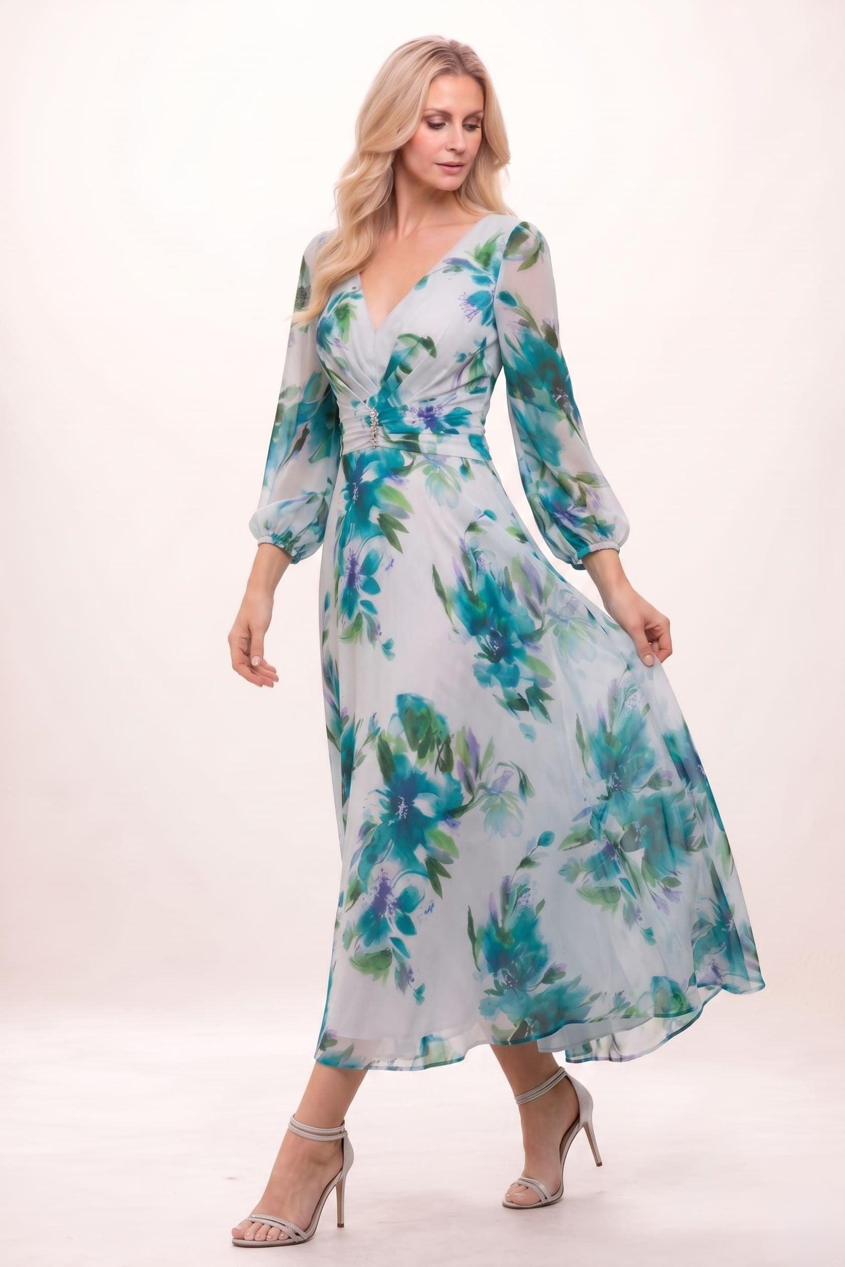A-Line Ankle Length Printed Chiffon Mother of the Bride Dress CM0451