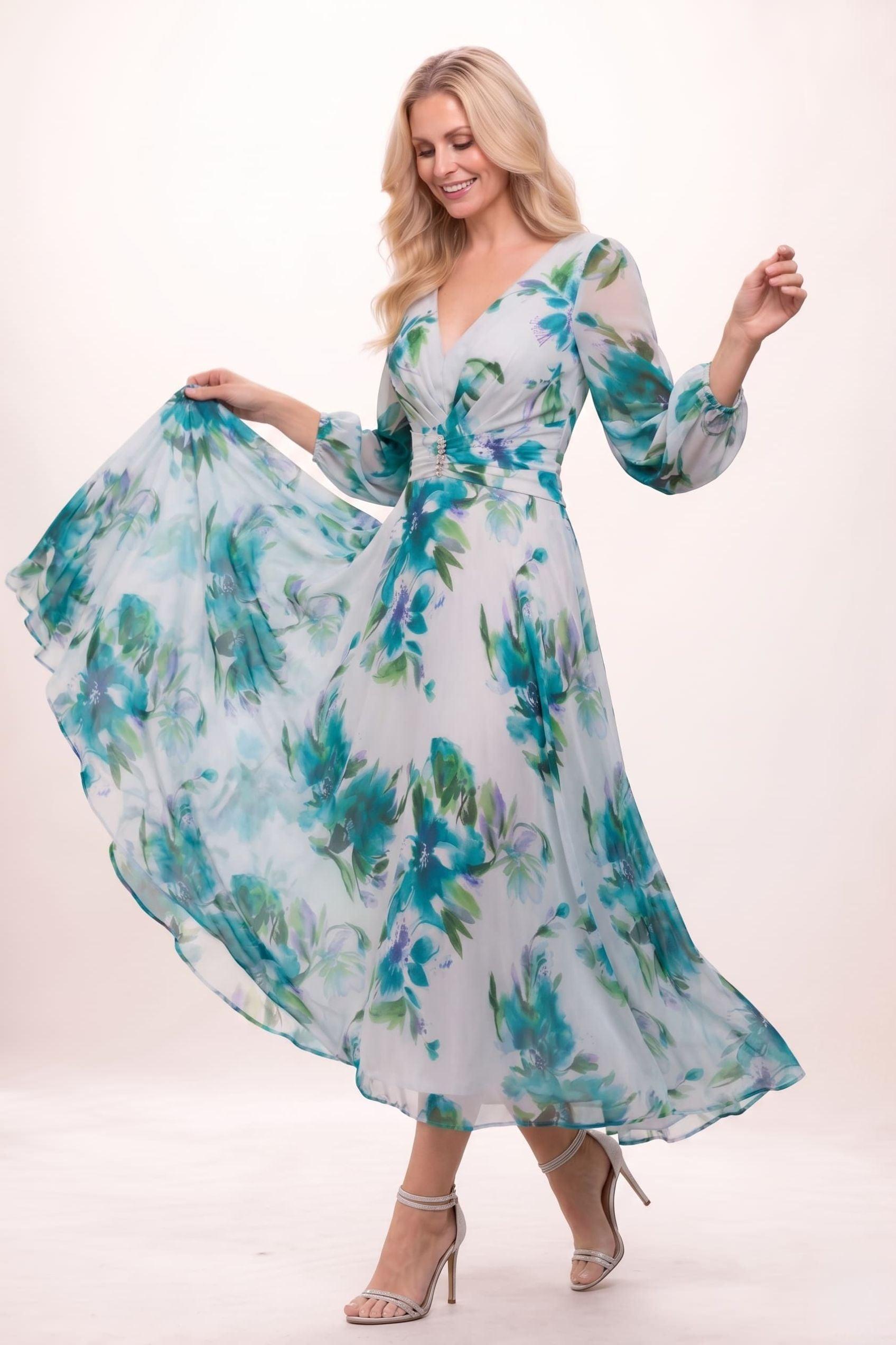 A-Line Ankle Length Printed Chiffon Mother of the Bride Dress CM0451