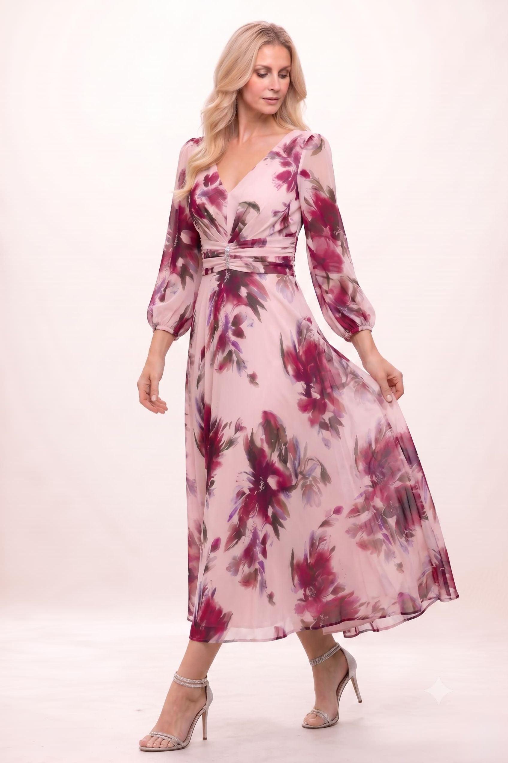 A-Line Ankle Length Printed Chiffon Mother of the Bride Dress CM0451