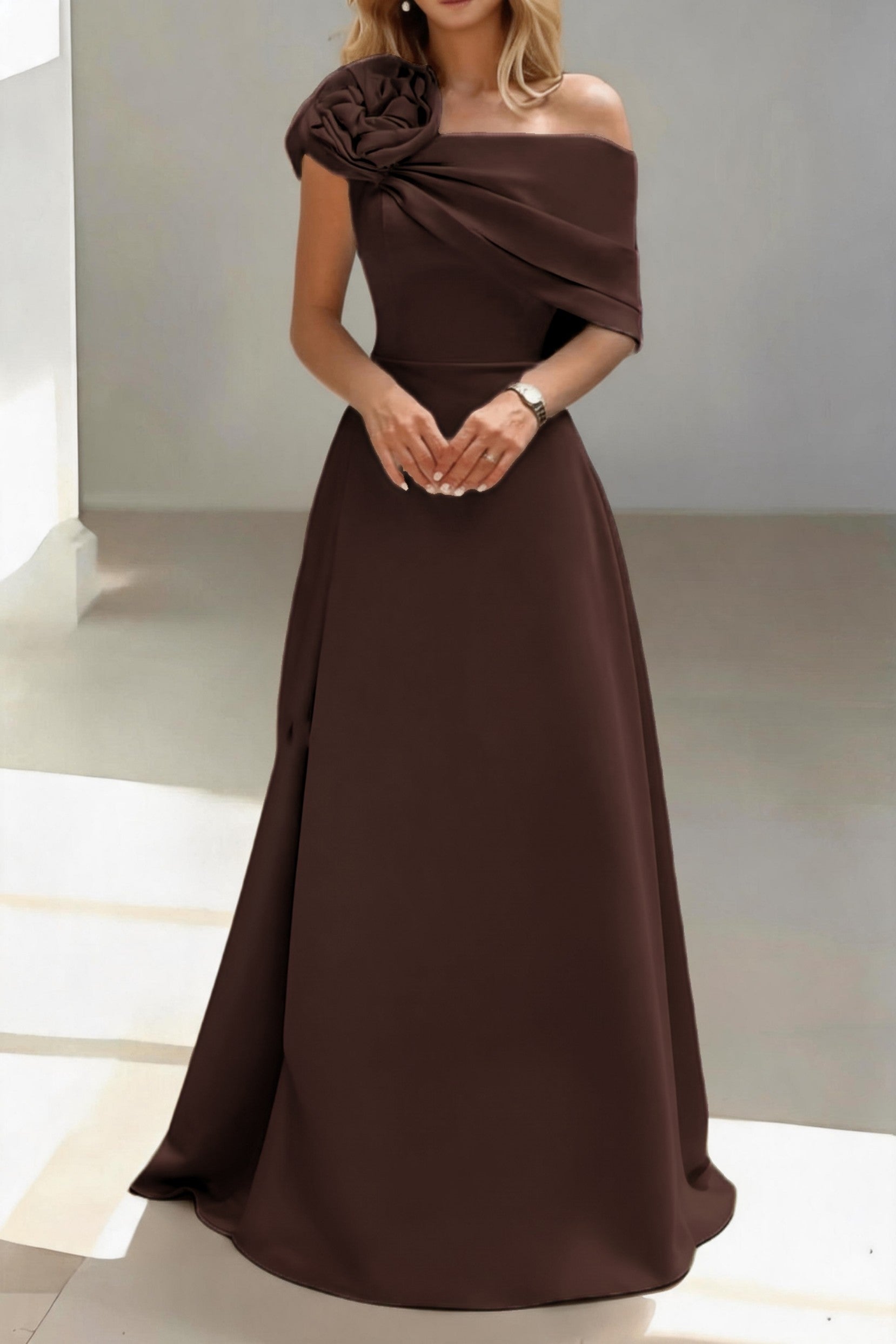A-Line Floor Length Satin Mother of the Bride Dress CM0452
