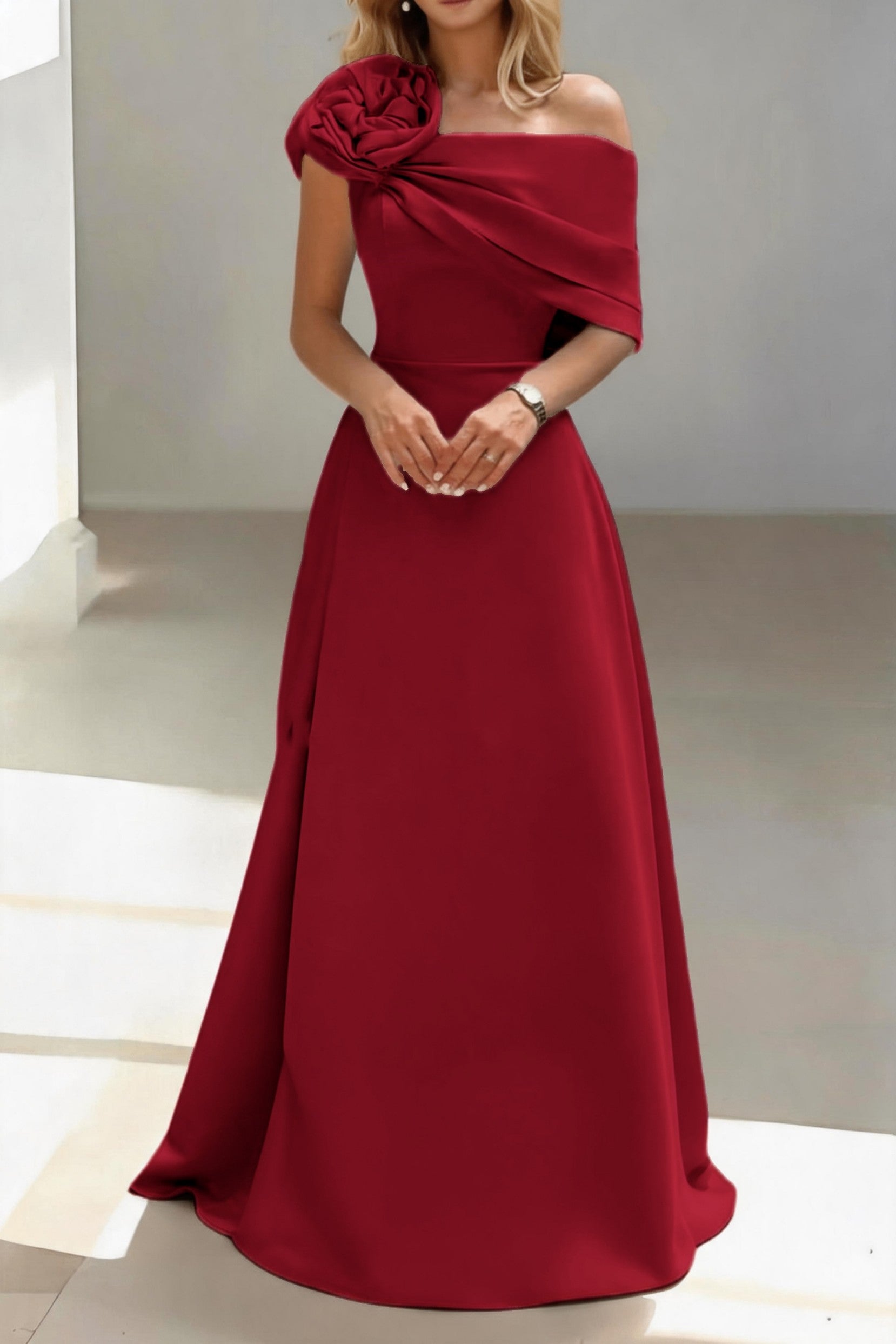 A-Line Floor Length Satin Mother of the Bride Dress CM0452