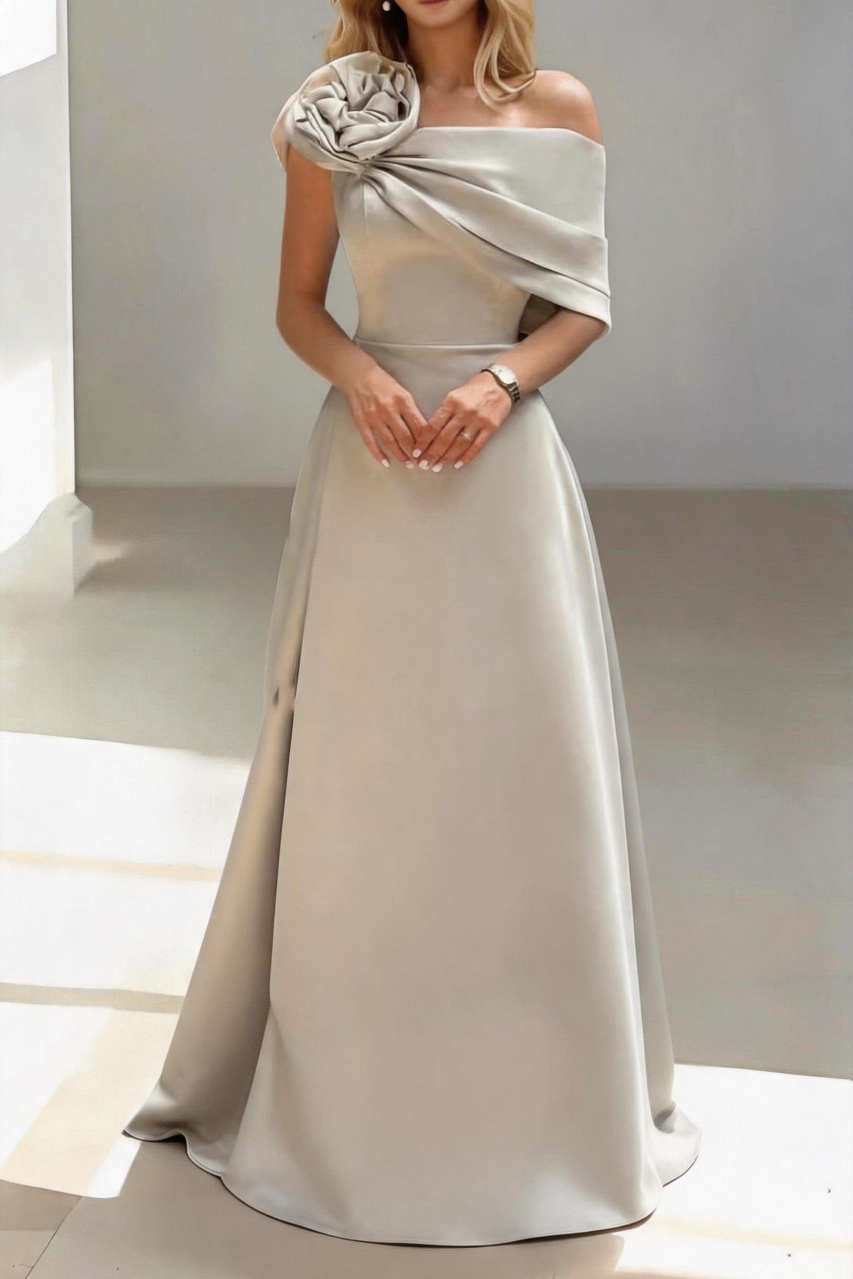 A-Line Floor Length Satin Mother of the Bride Dress CM0452