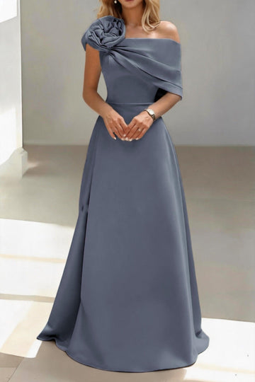 A-Line Floor Length Satin Mother of the Bride Dress CM0452