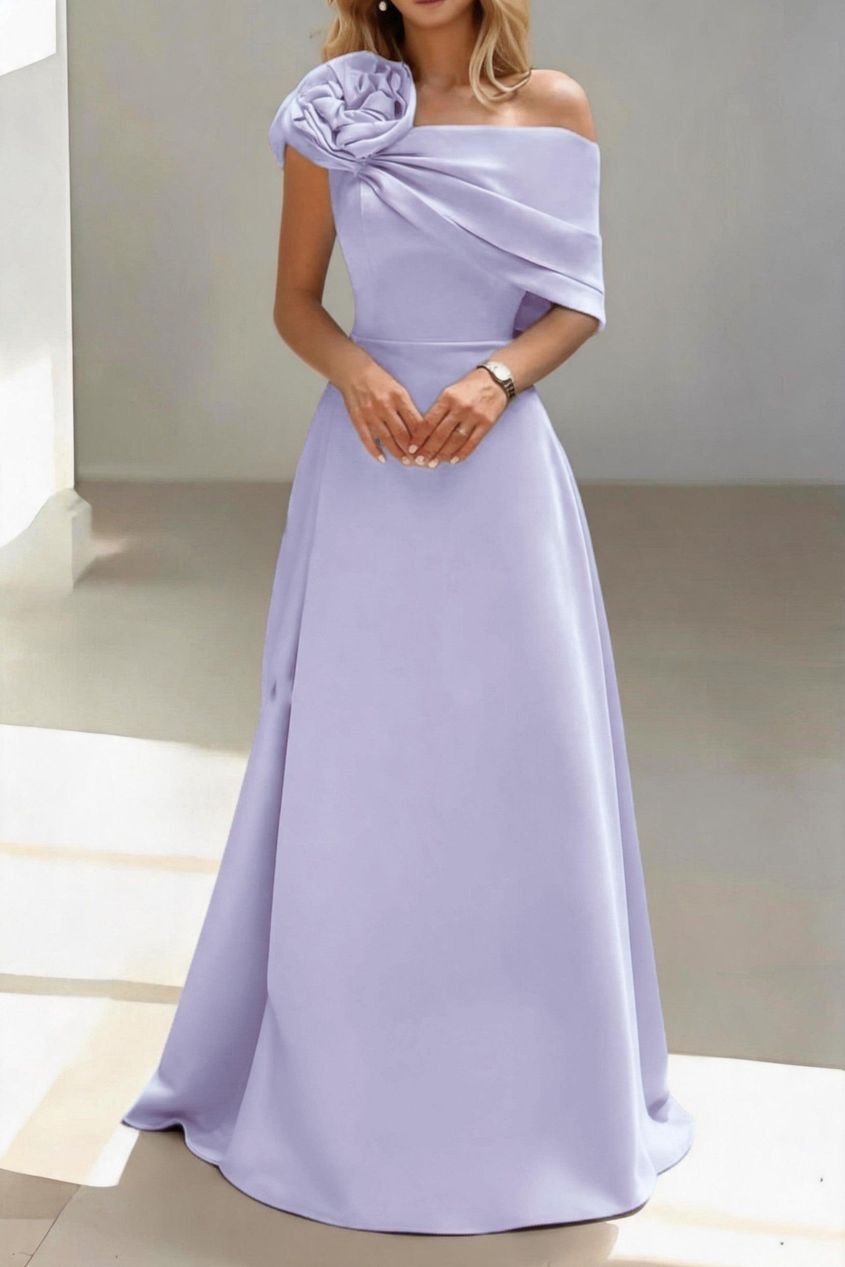 A-Line Floor Length Satin Mother of the Bride Dress CM0452
