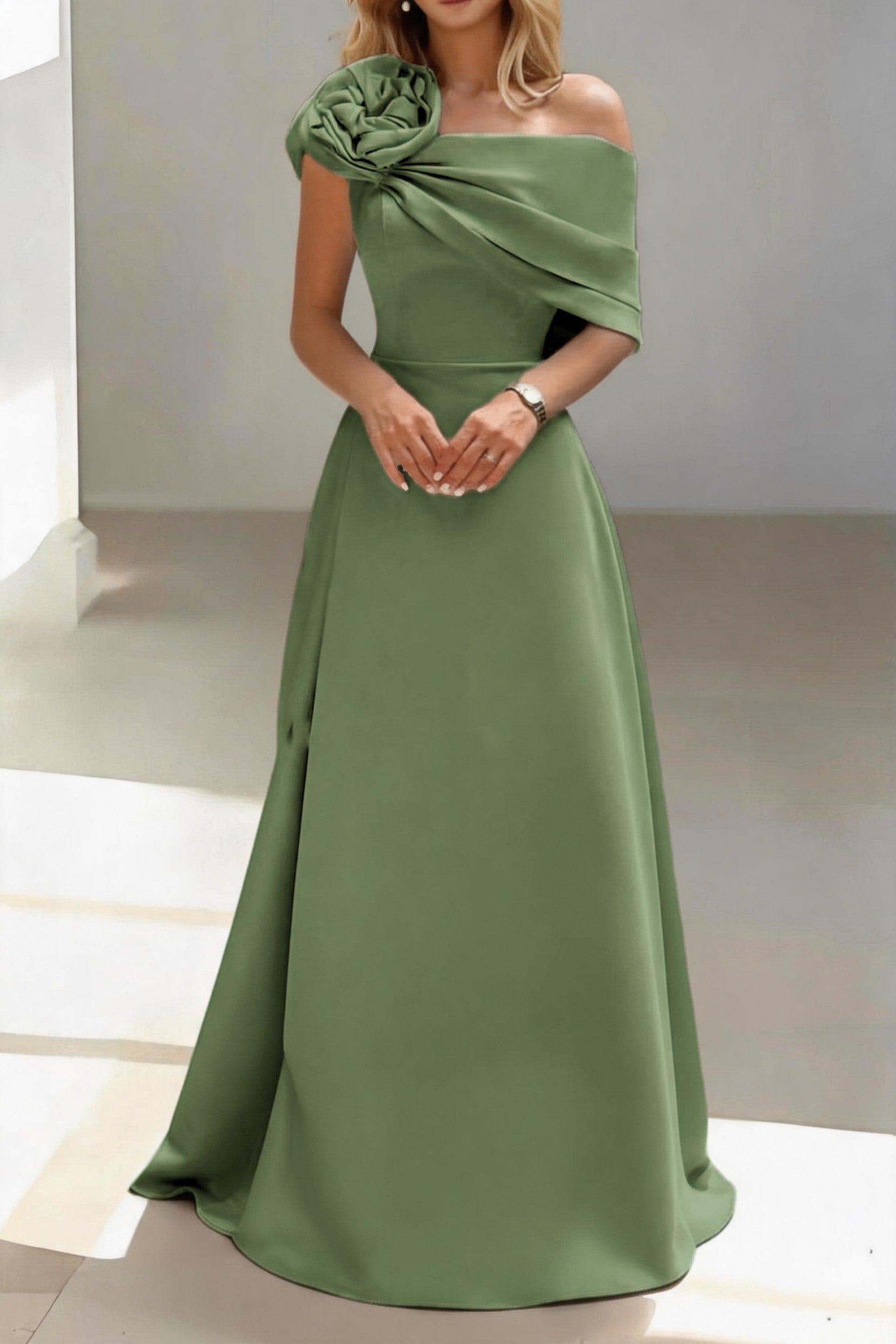 A-Line Floor Length Satin Mother of the Bride Dress CM0452