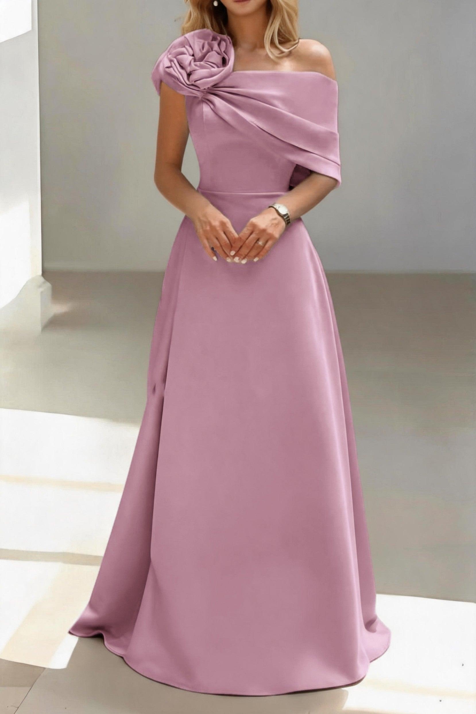A-Line Floor Length Satin Mother of the Bride Dress CM0452