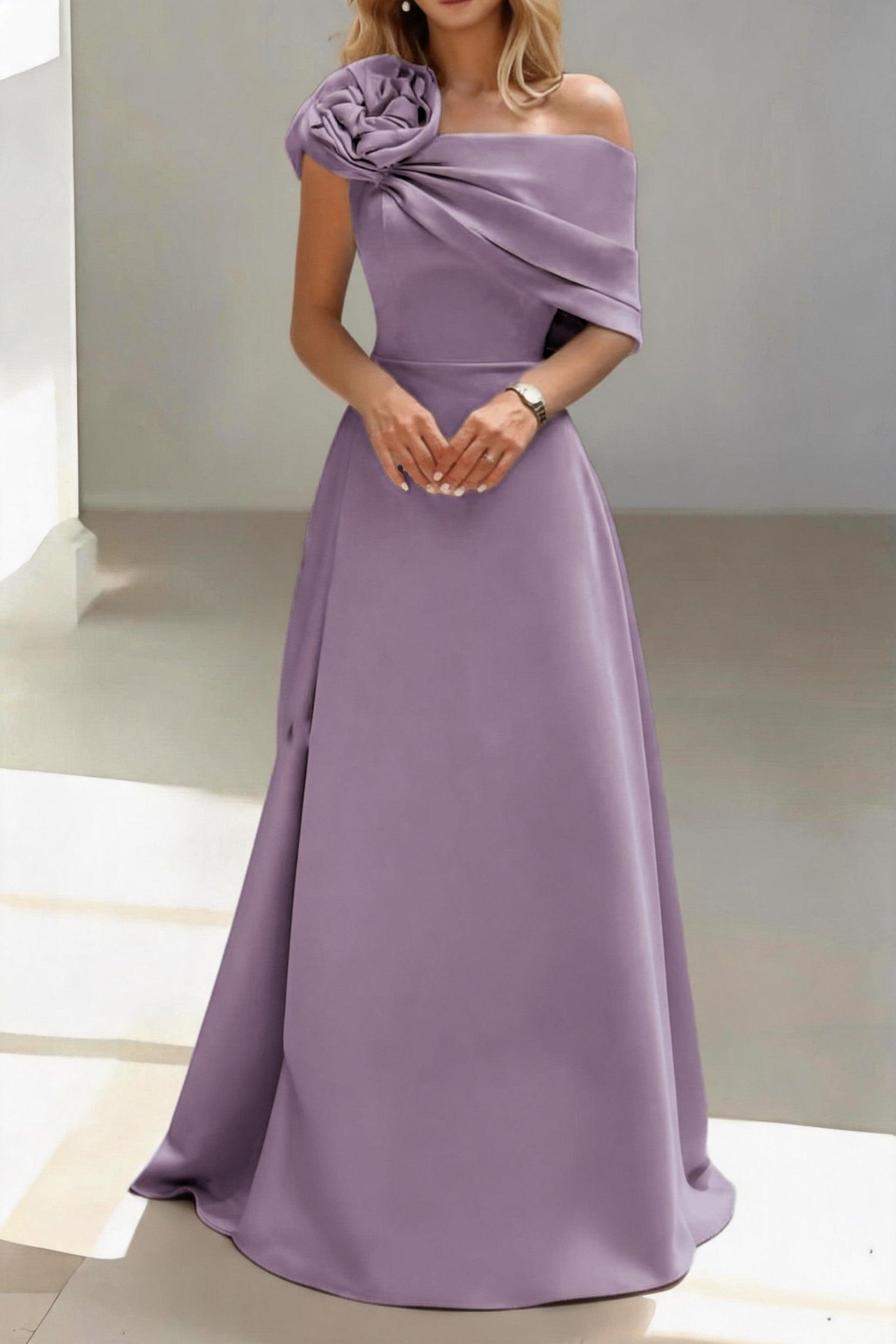A-Line Floor Length Satin Mother of the Bride Dress CM0452