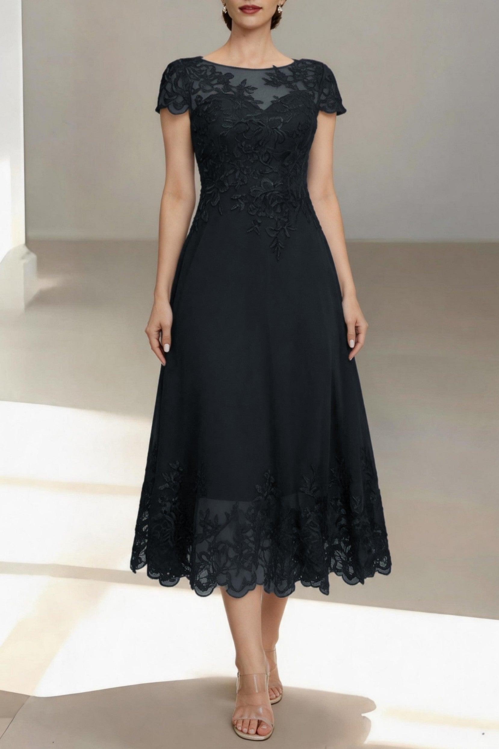A-Line Tea Length Chiffon Mother of the Bride Dress CM0453