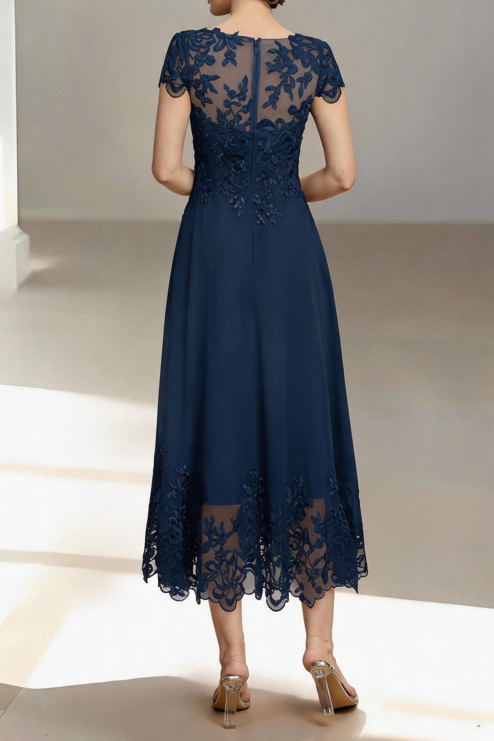 A-Line Tea Length Chiffon Mother of the Bride Dress CM0453