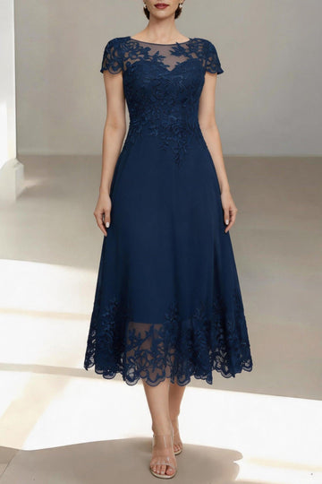 A-Line Tea Length Chiffon Mother of the Bride Dress CM0453
