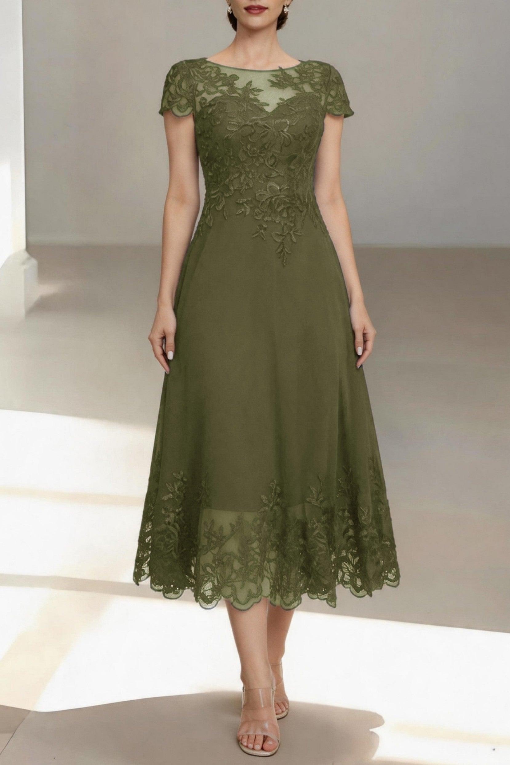 A-Line Tea Length Chiffon Mother of the Bride Dress CM0453