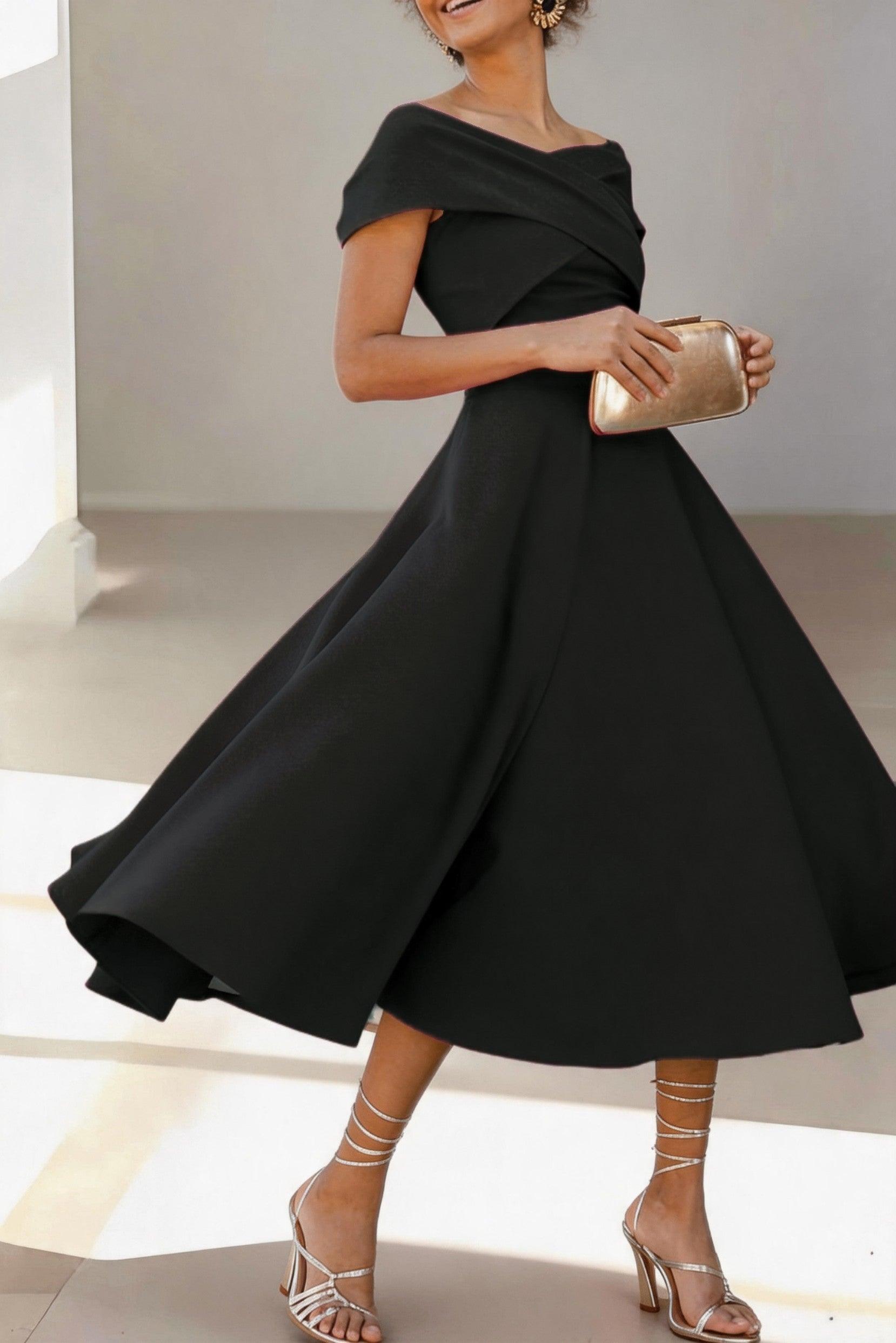 A-Line Tea Length Satin Mother of the Bride Dress CM0454