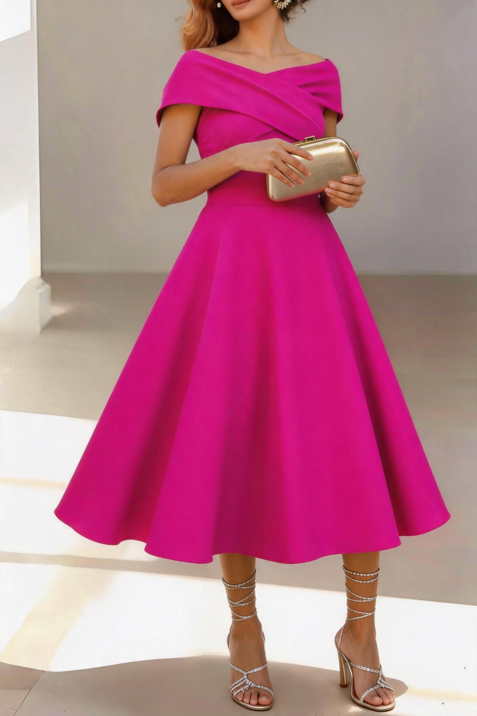A-Line Tea Length Satin Mother of the Bride Dress CM0454