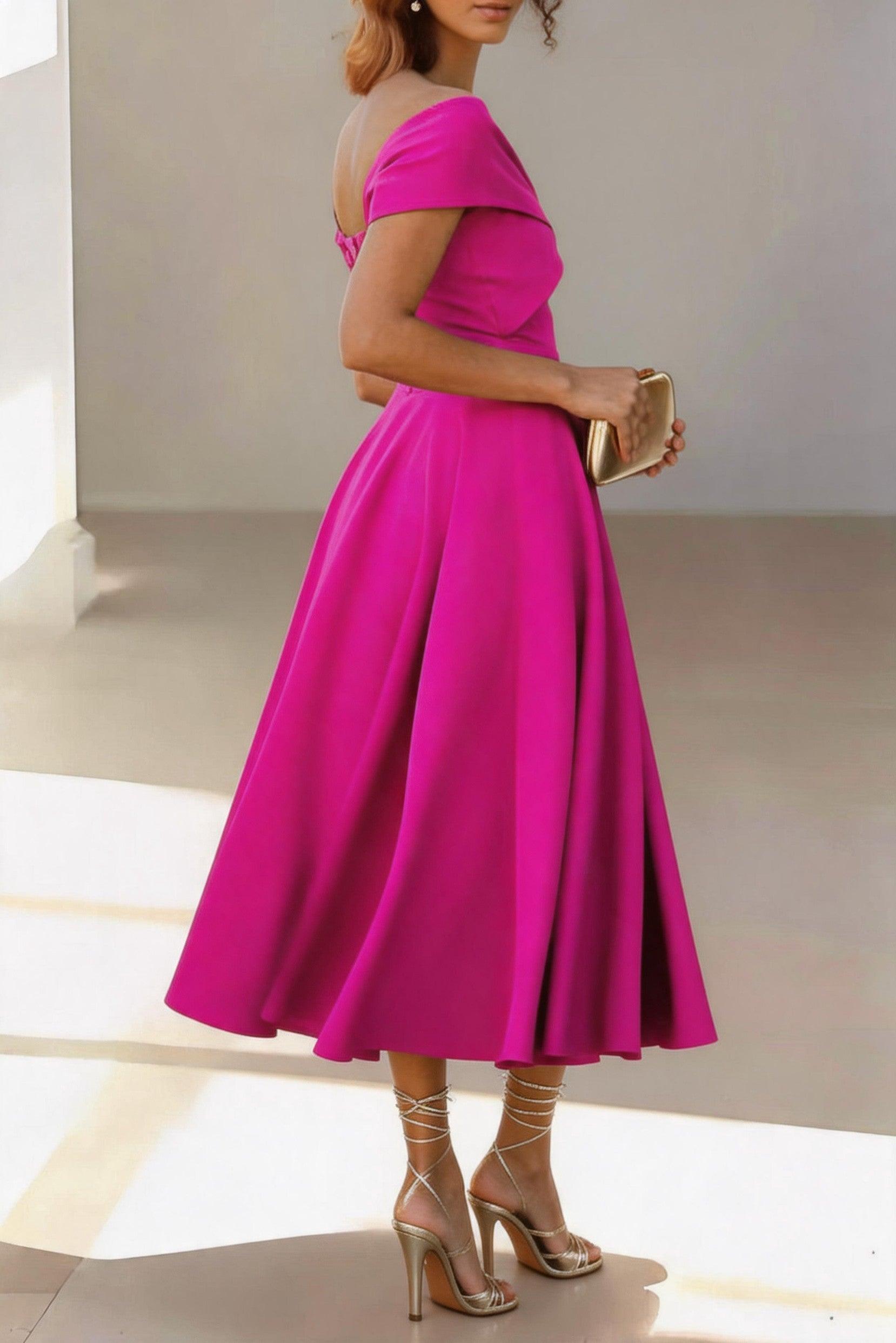 A-Line Tea Length Satin Mother of the Bride Dress CM0454