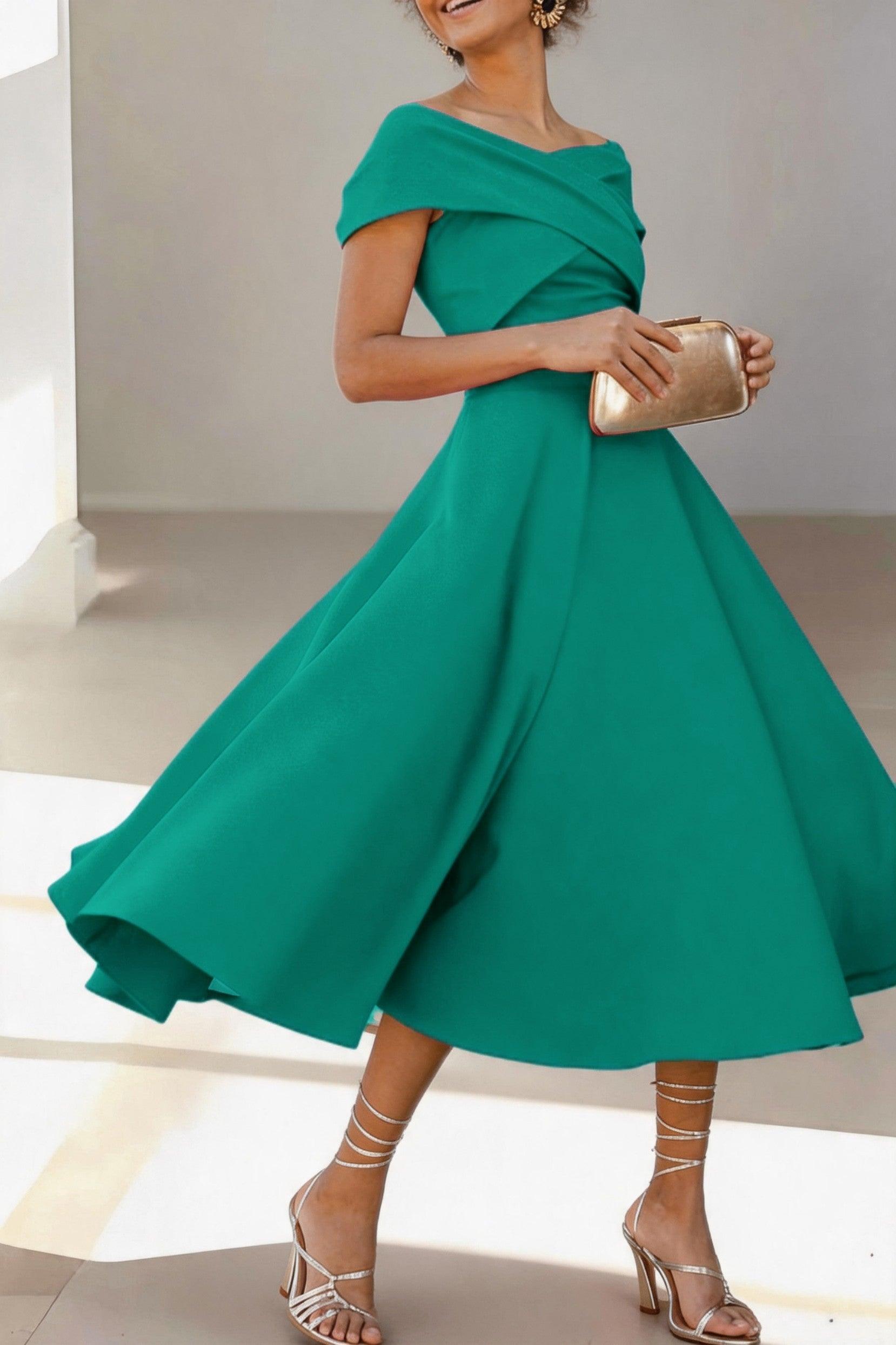 A-Line Tea Length Satin Mother of the Bride Dress CM0454
