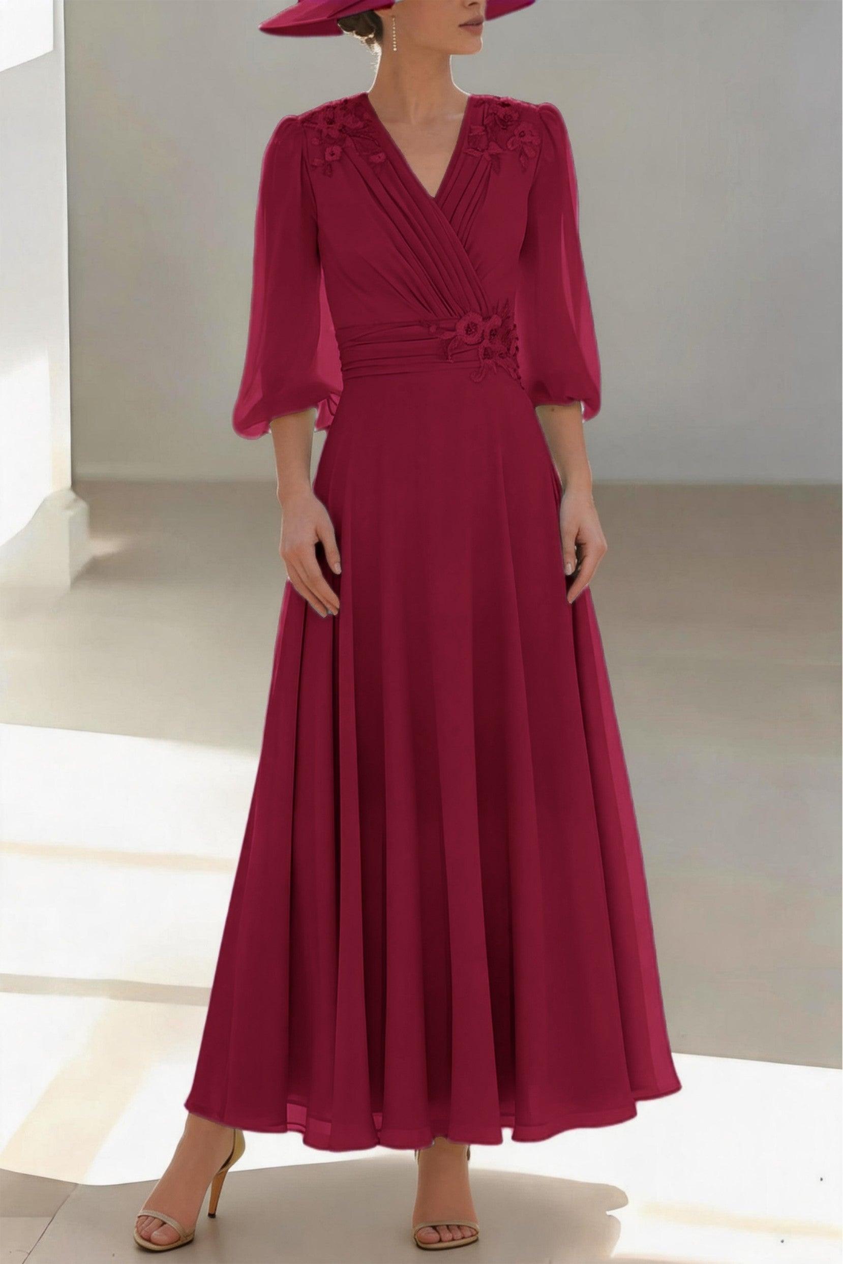 A-Line Ankle Length Chiffon Mother of the Bride Dress CM0455