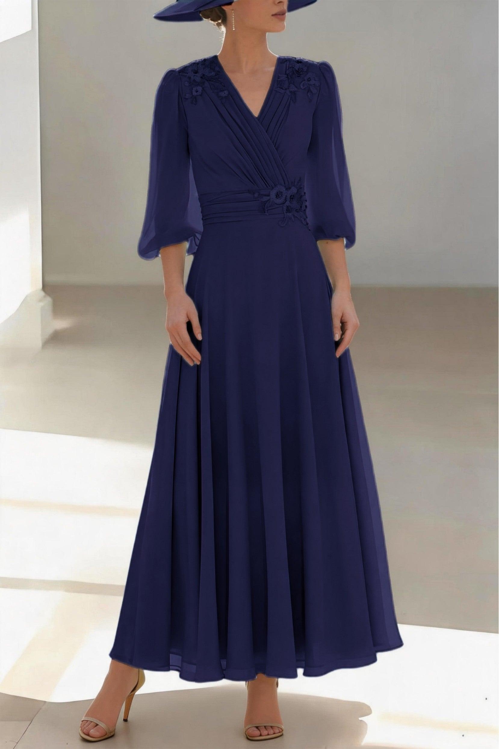 A-Line Ankle Length Chiffon Mother of the Bride Dress CM0455