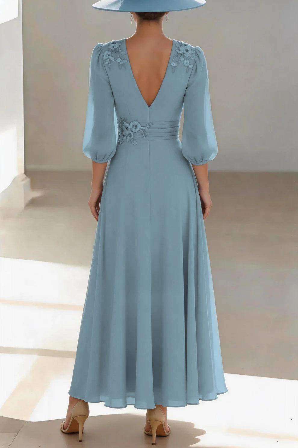 A-Line Ankle Length Chiffon Mother of the Bride Dress CM0455