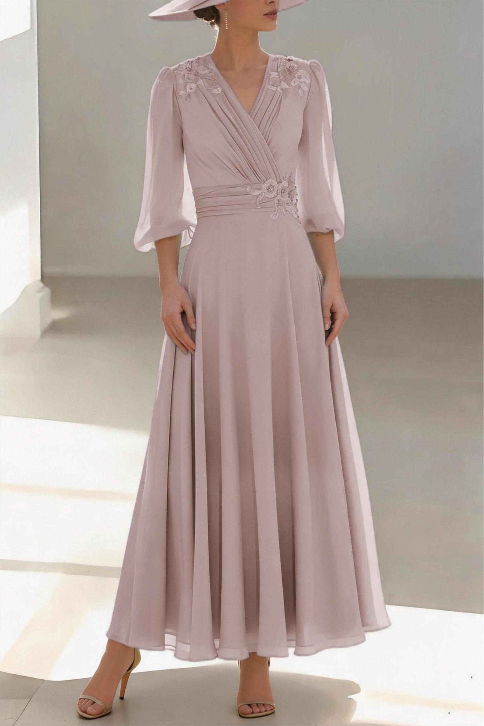 A-Line Ankle Length Chiffon Mother of the Bride Dress CM0455