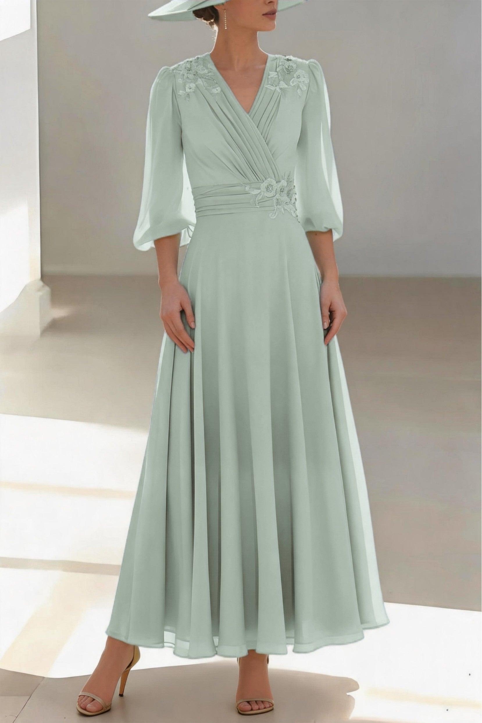 A-Line Ankle Length Chiffon Mother of the Bride Dress CM0455