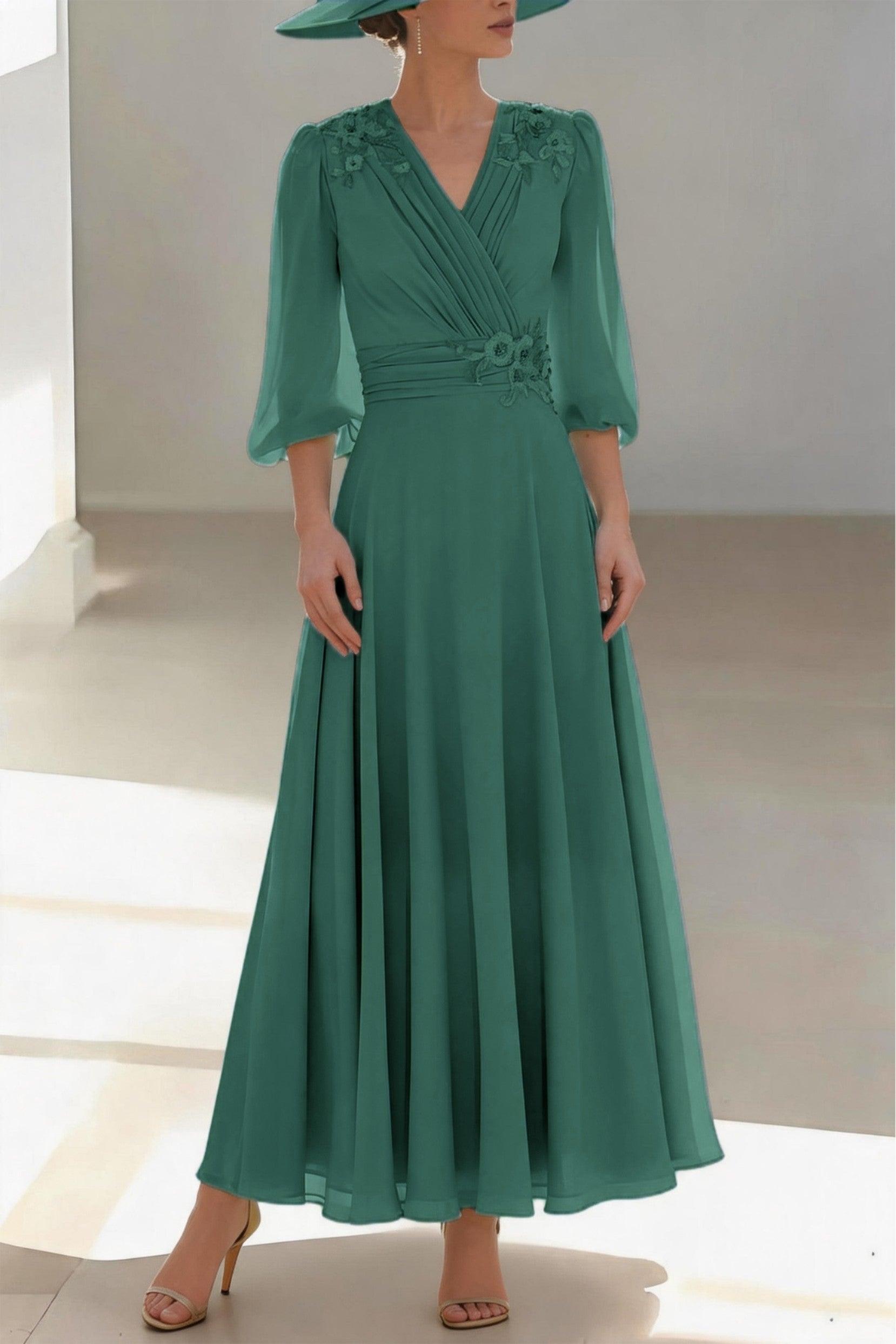 A-Line Ankle Length Chiffon Mother of the Bride Dress CM0455