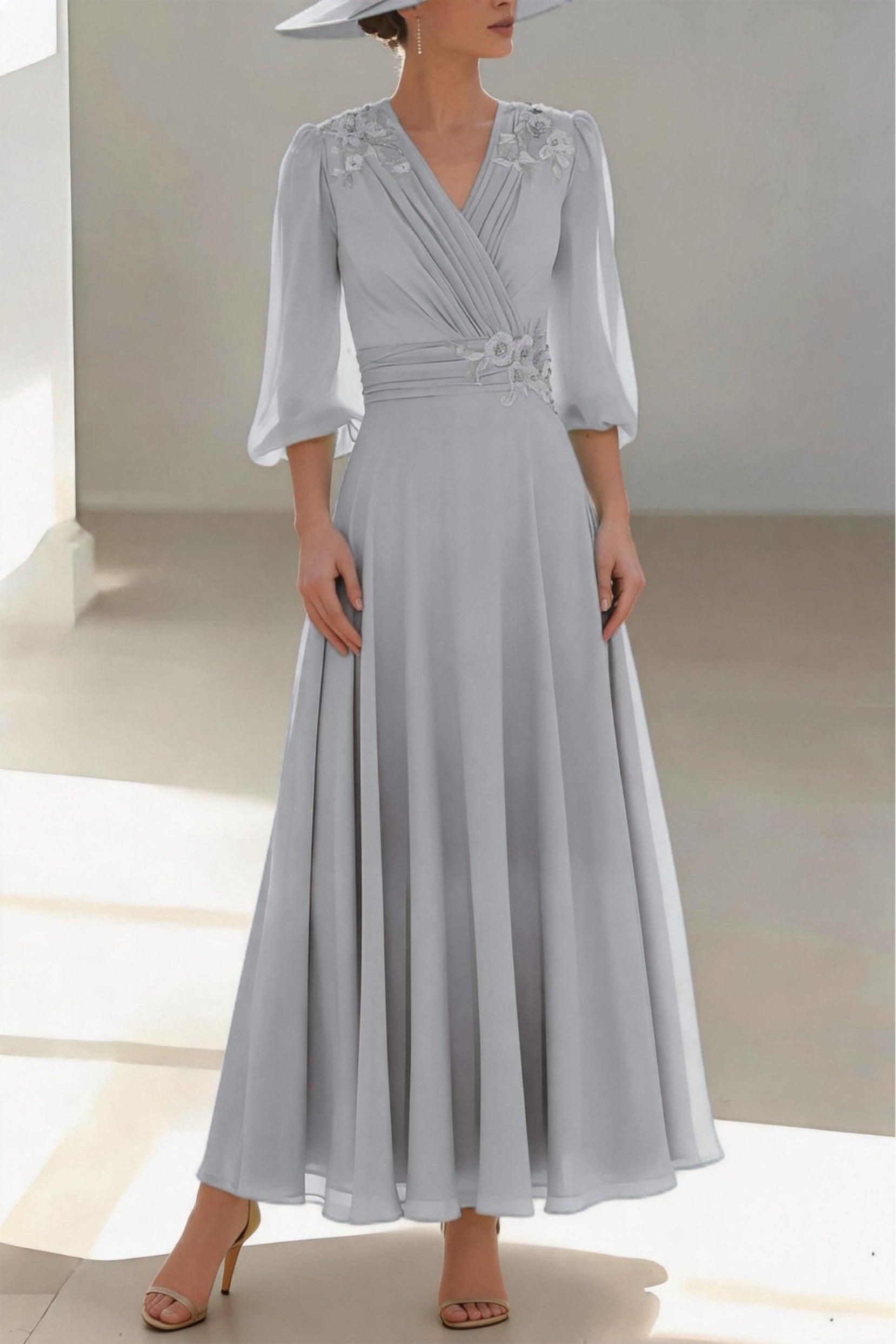 A-Line Ankle Length Chiffon Mother of the Bride Dress CM0455
