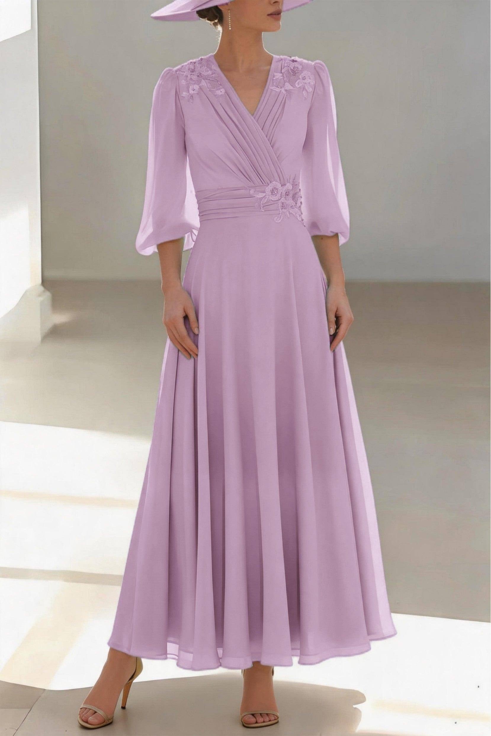 A-Line Ankle Length Chiffon Mother of the Bride Dress CM0455