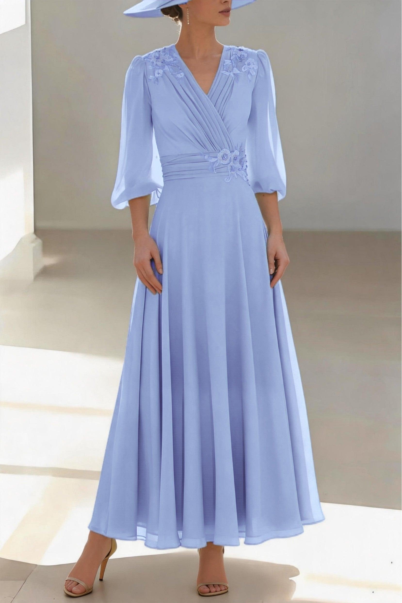 A-Line Ankle Length Chiffon Mother of the Bride Dress CM0455