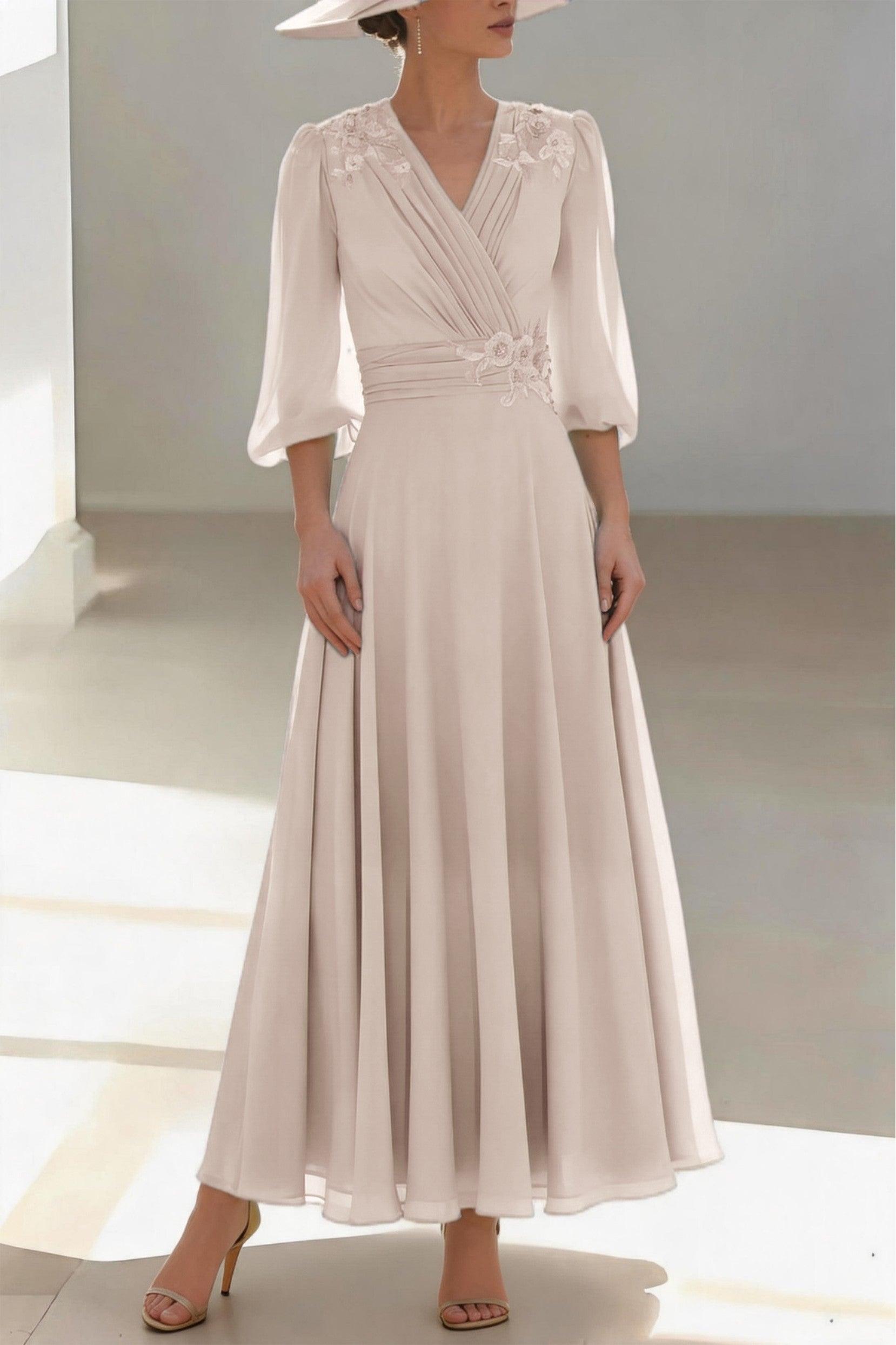 A-Line Ankle Length Chiffon Mother of the Bride Dress CM0455