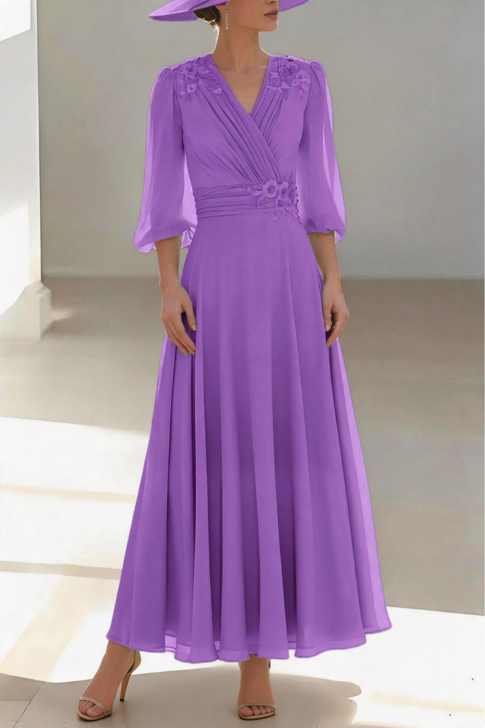 A-Line Ankle Length Chiffon Mother of the Bride Dress CM0455
