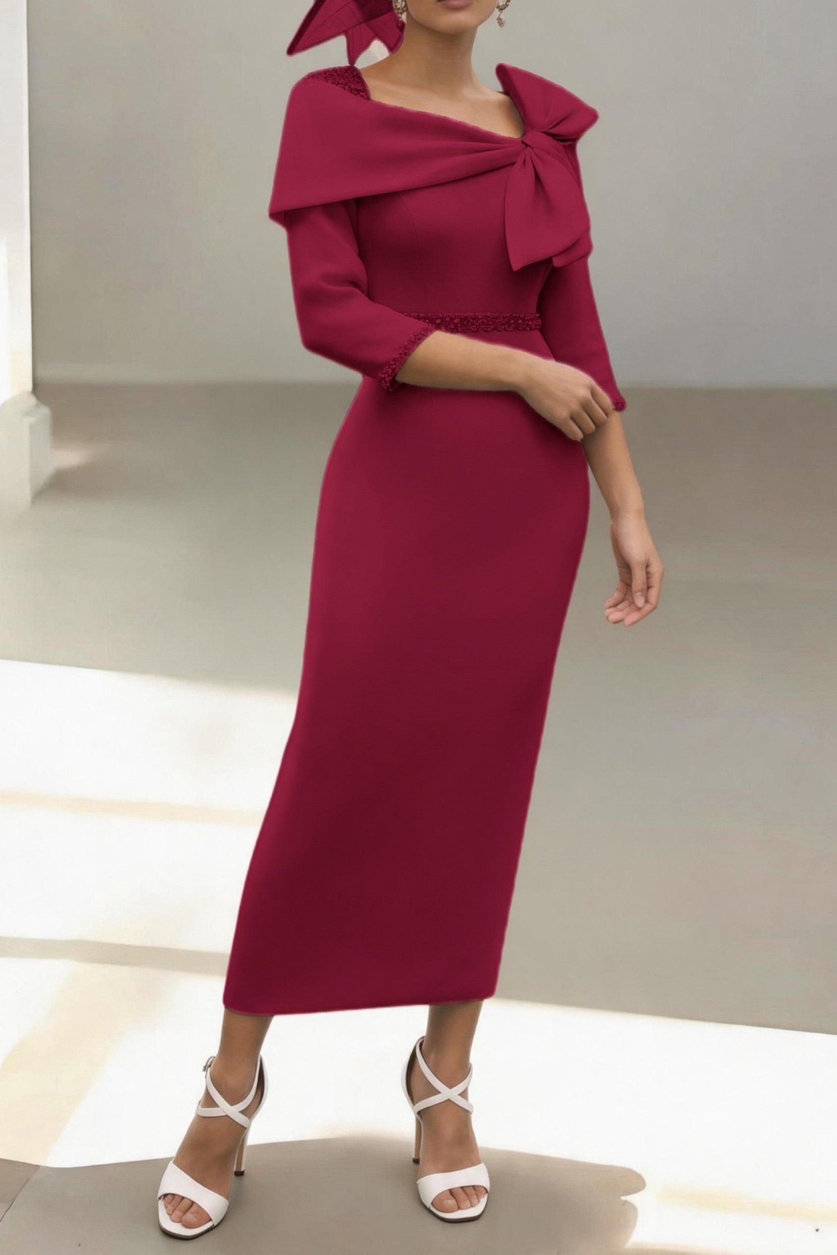 Sheath-Column Ankle Length Elastic Cloth Mother of the Bride Dress CM0460