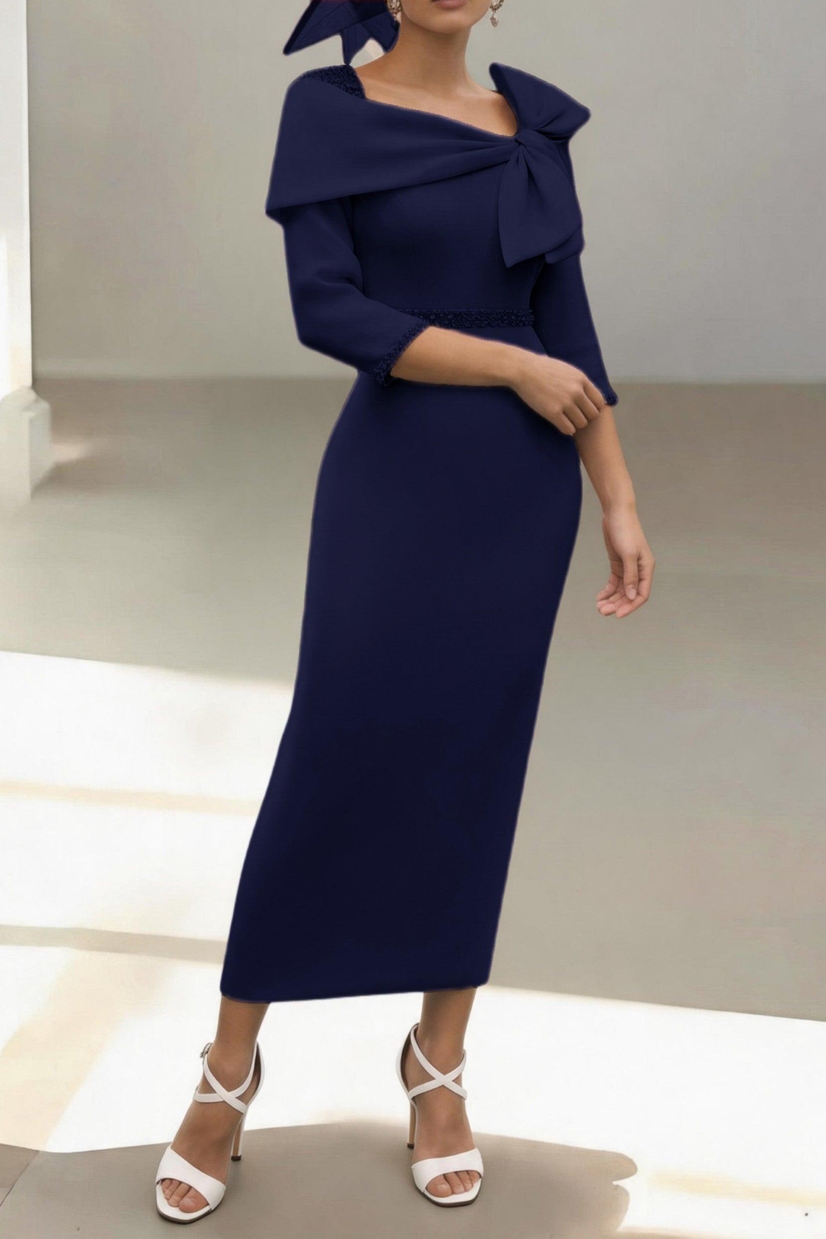 Sheath-Column Ankle Length Elastic Cloth Mother of the Bride Dress CM0460