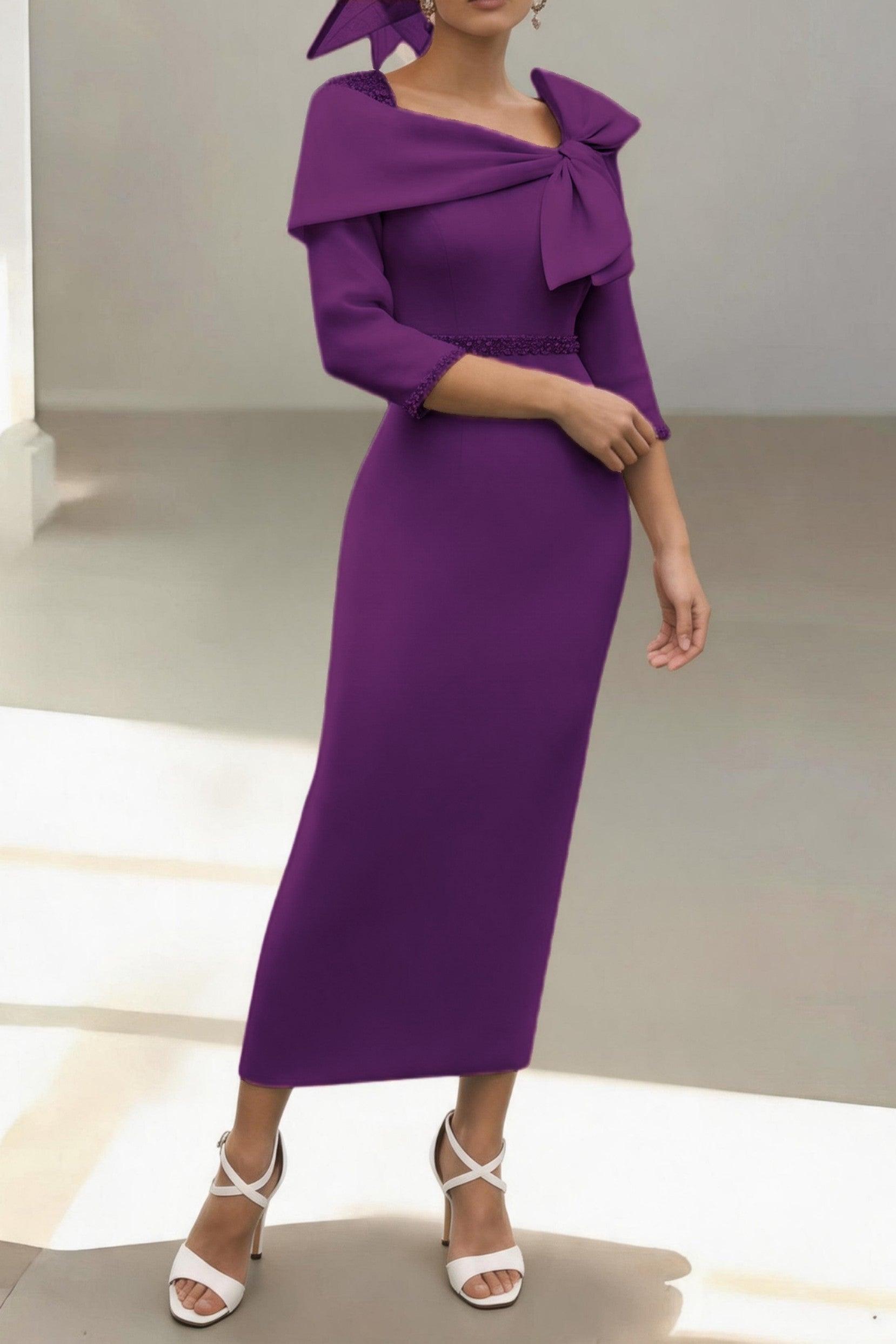Sheath-Column Ankle Length Elastic Cloth Mother of the Bride Dress CM0460